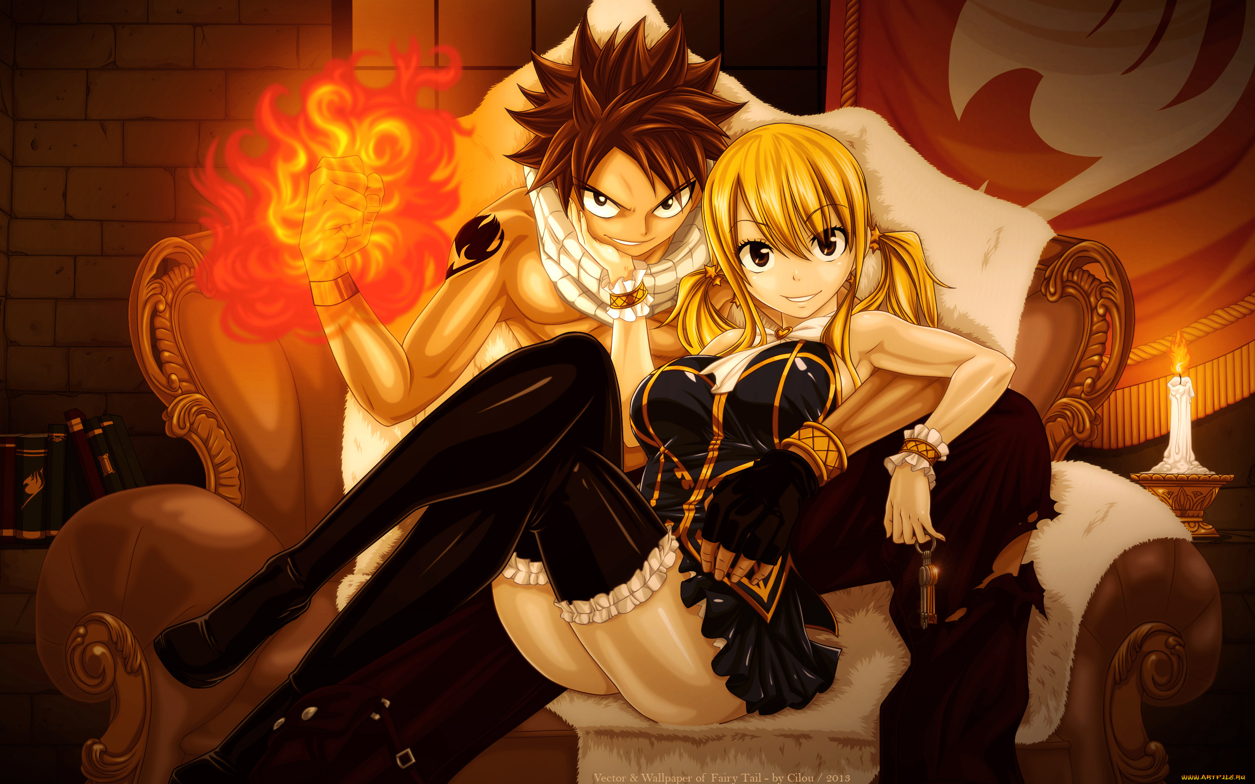 by, cilou, аниме, fairy, tail, lucy, heartfilia, natsu, dragneel