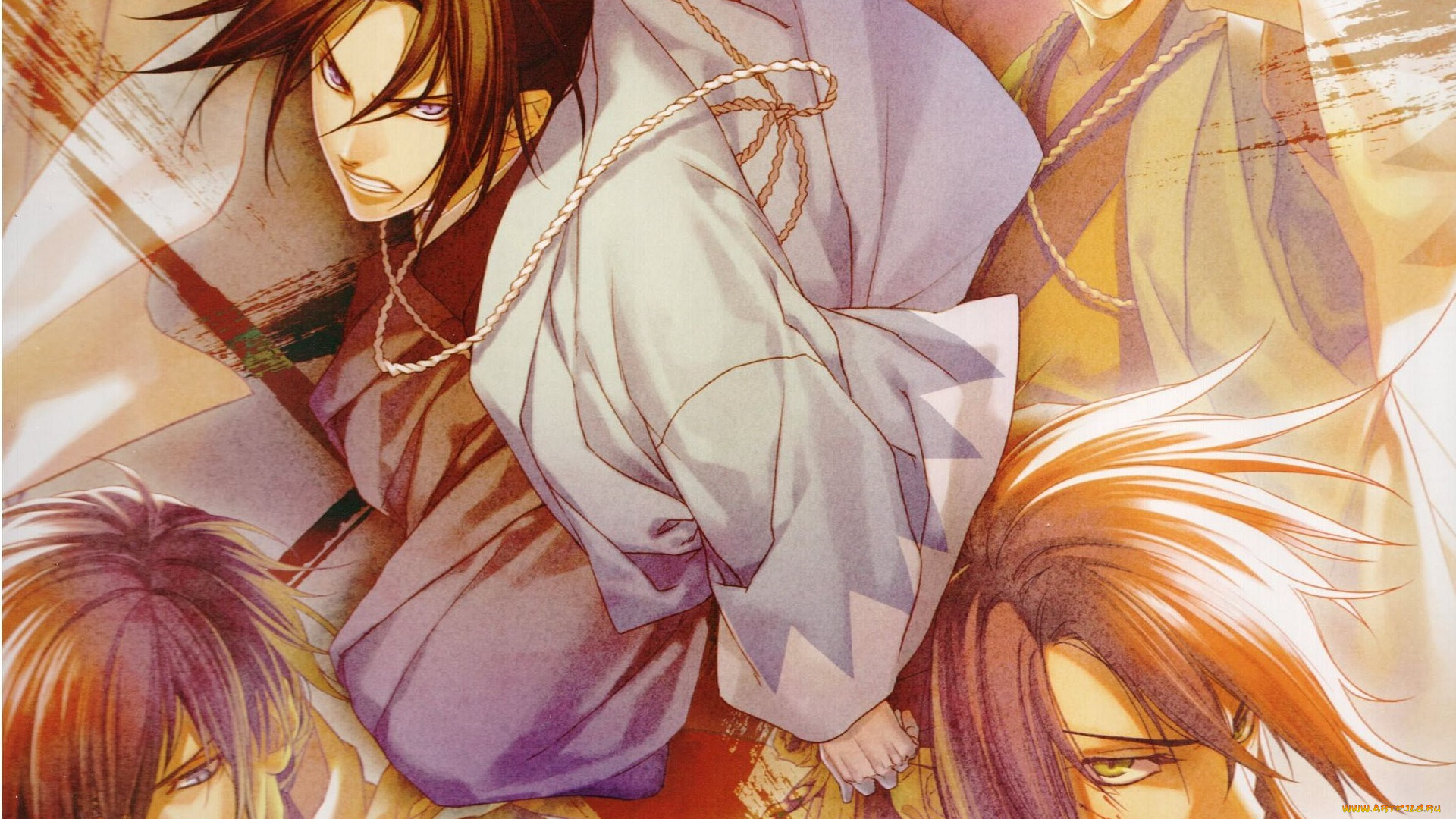 аниме, hakuoki, парни