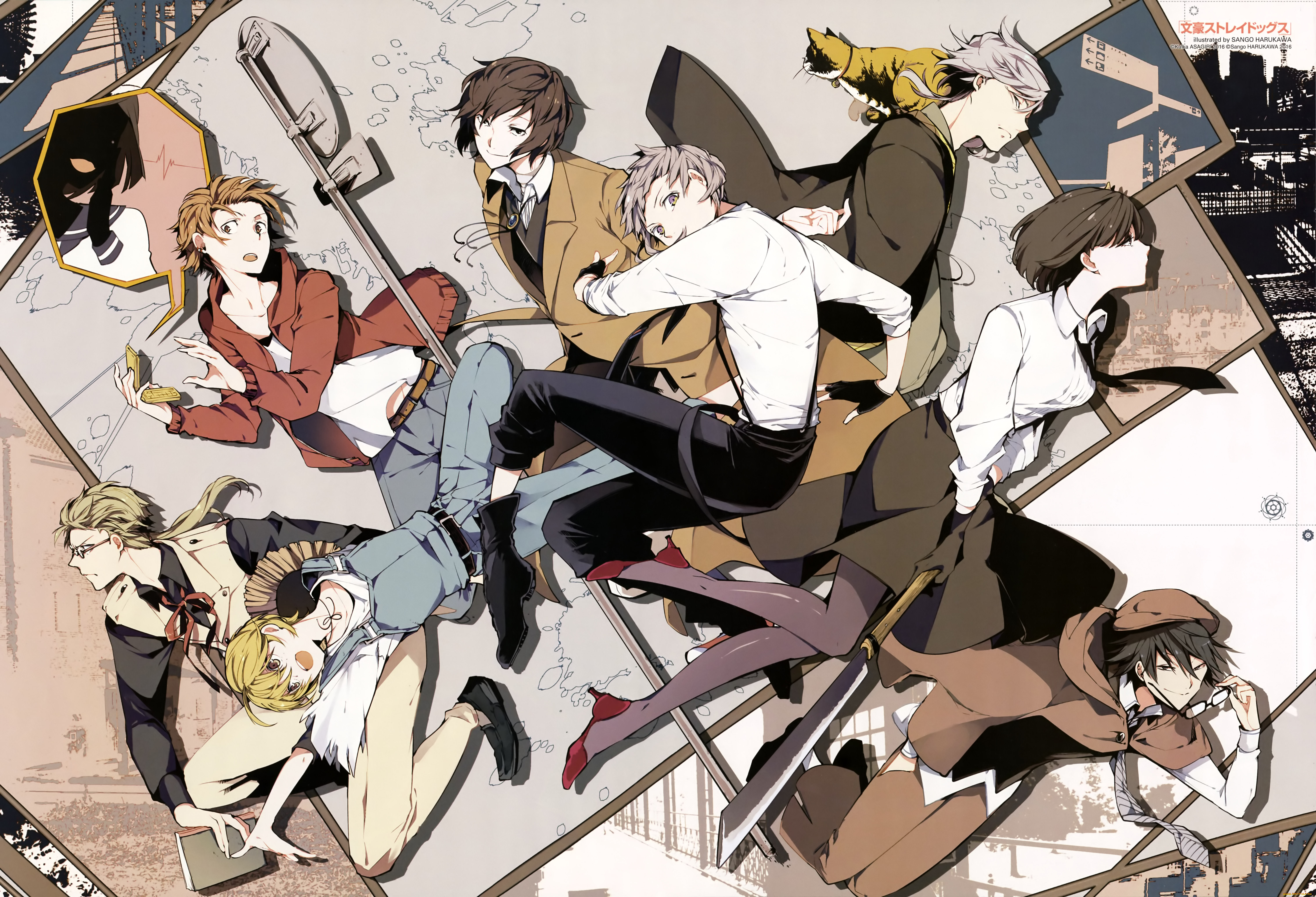 аниме, bungou, stray, dogs, bungou, stray, dogs, парни