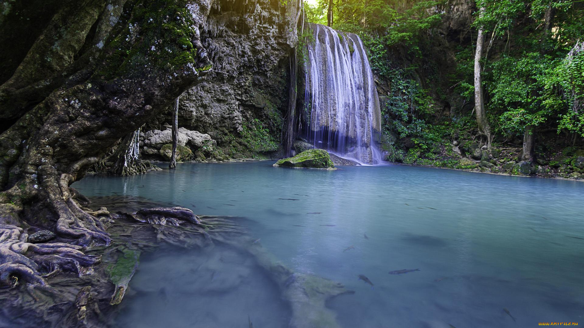 природа, водопады, таиланд, erawan, канчанабури, thailand, waterfall