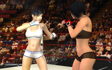 Картинка 3д+графика спорт+ sport девушки борьба ринг фон взгляд