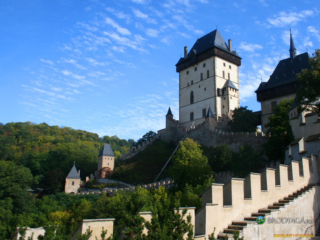 города, дворцы, замки, крепости, karlstejn, castle, czech, republic