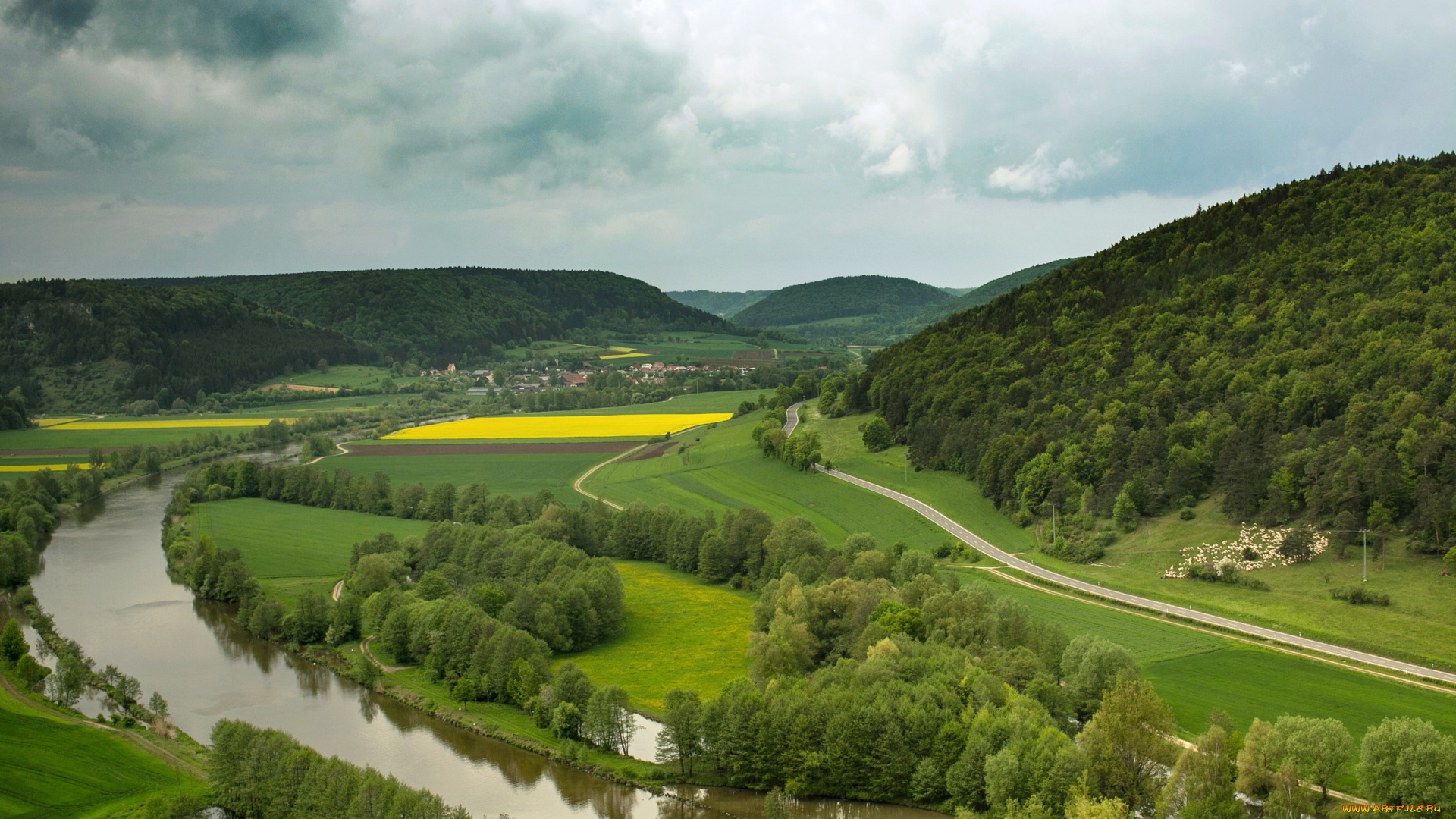 германия, бавария, риденбург, природа, пейзажи, река, берега, пейзаж, панорама