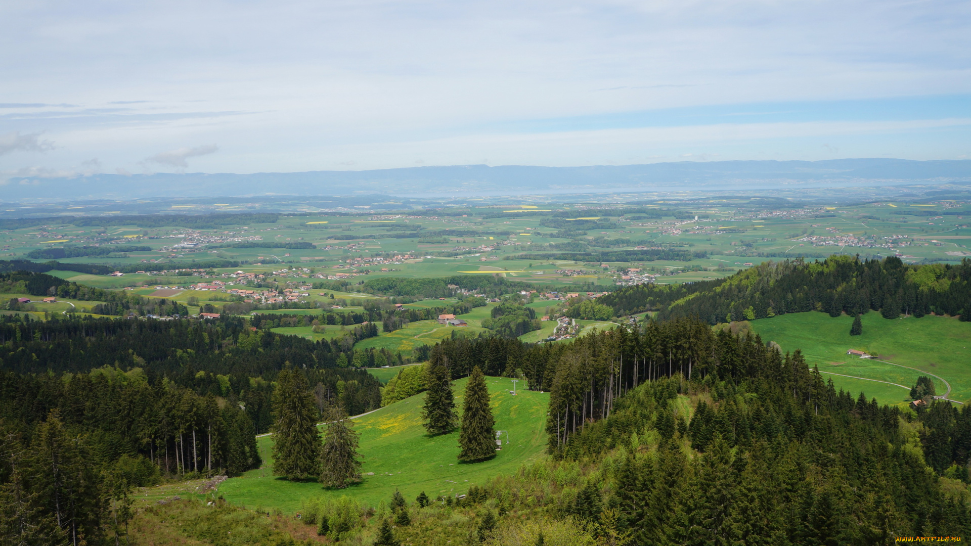 gruyere, switzerland, природа, пейзажи, поля, луга, леса