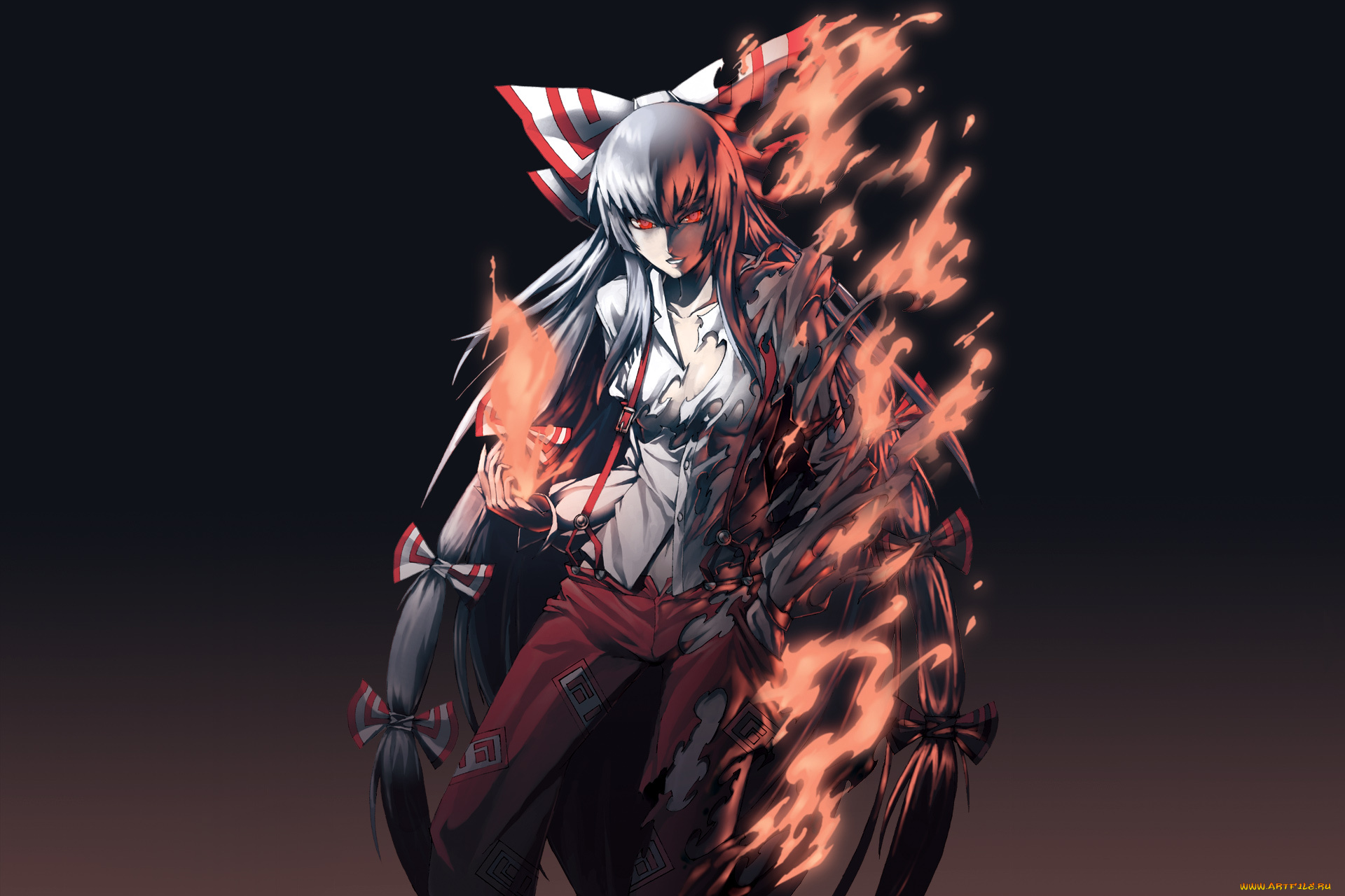 аниме, touhou, fujiwara, no, mokou