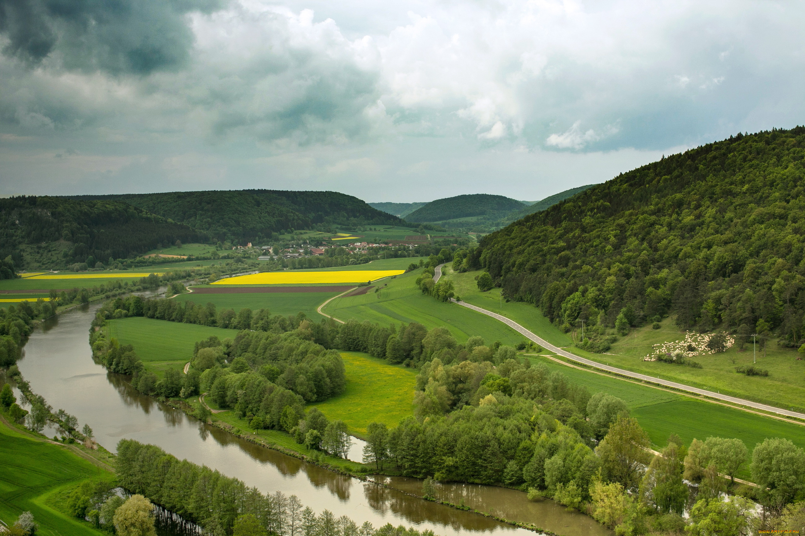 германия, бавария, риденбург, природа, пейзажи, река, берега, пейзаж, панорама