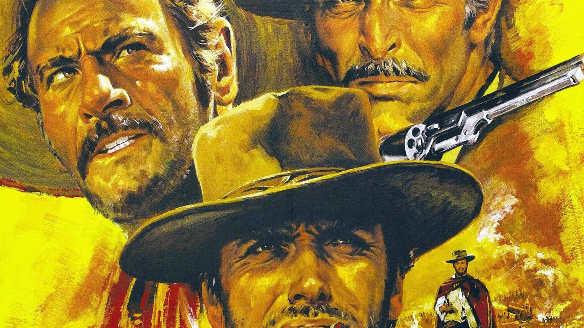 рисованные, кино, the, good, bad, and, ugly, eli, wallach, эли, уоллах, lee, van, cleef, ли, ван, клиф, clint, eastwood, клинт, иствуд