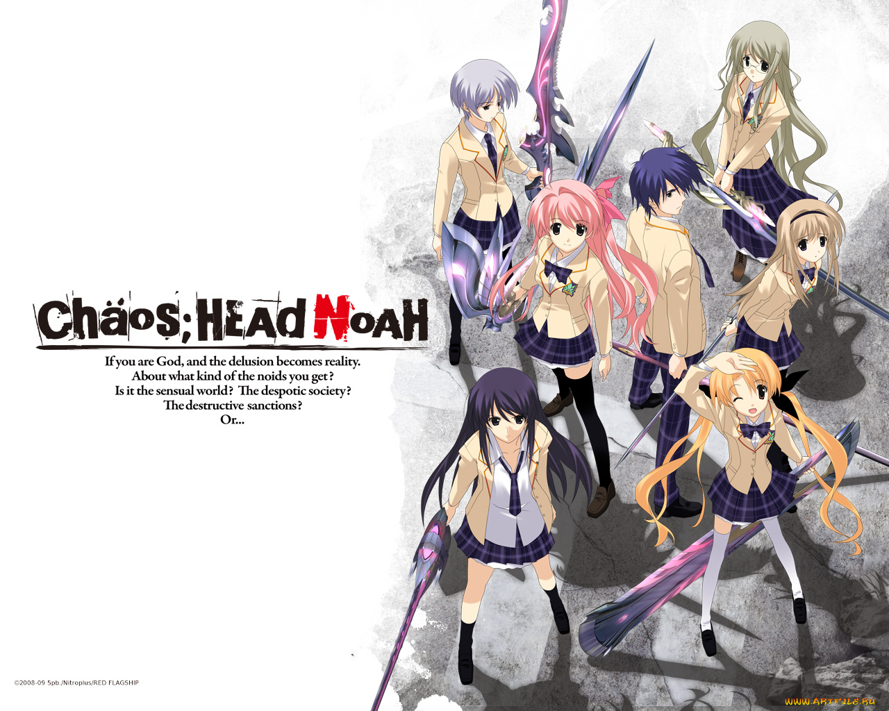 аниме, chaos, head