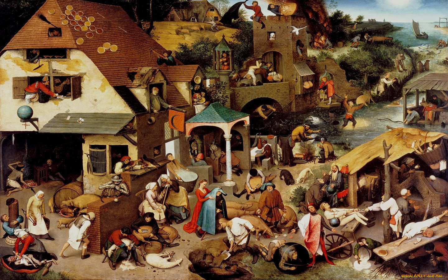 pieter, bruegel, фламандские, пословицы, рисованные