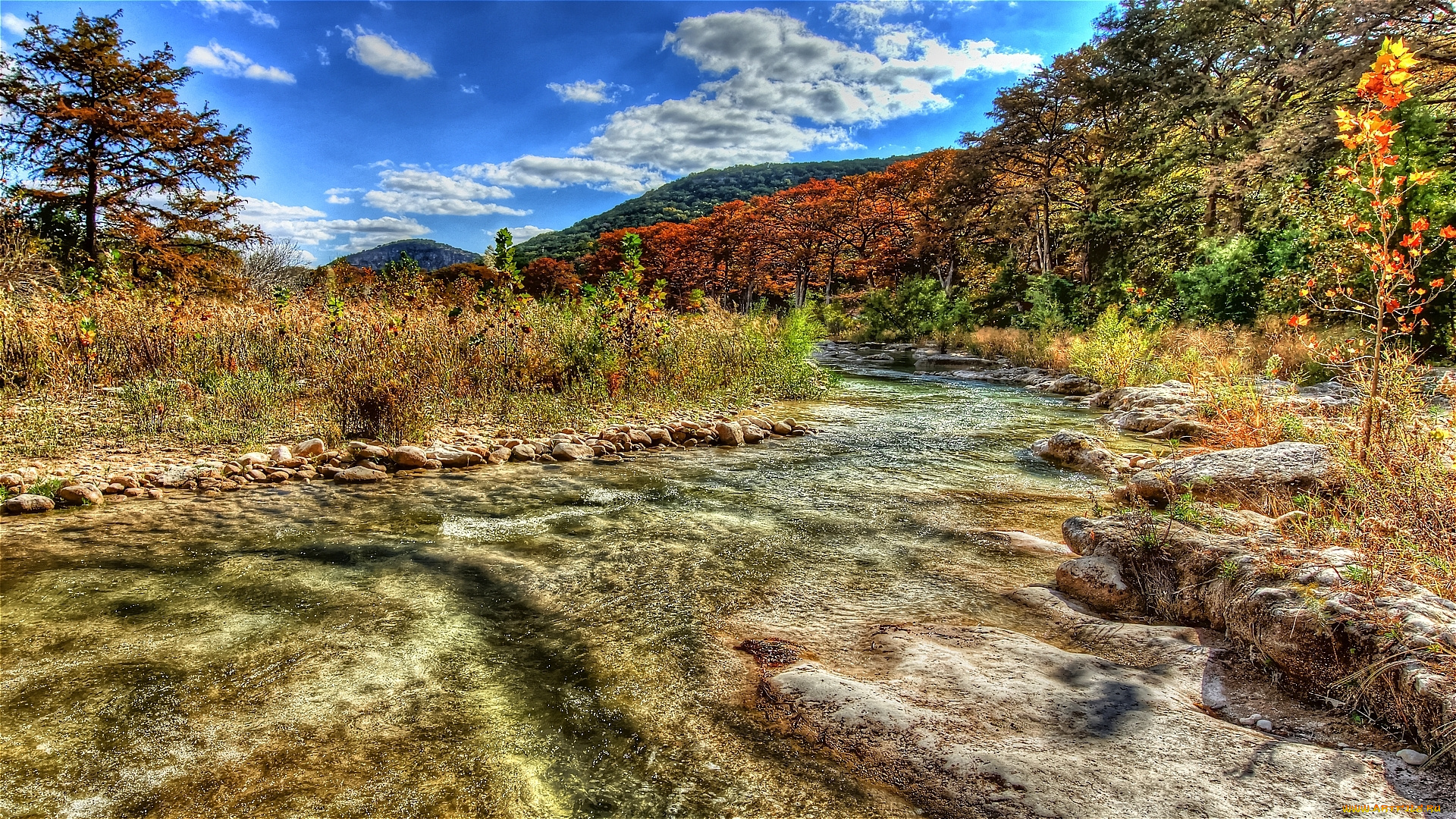 mountain, stream, природа, реки, озера, горы, река, трава