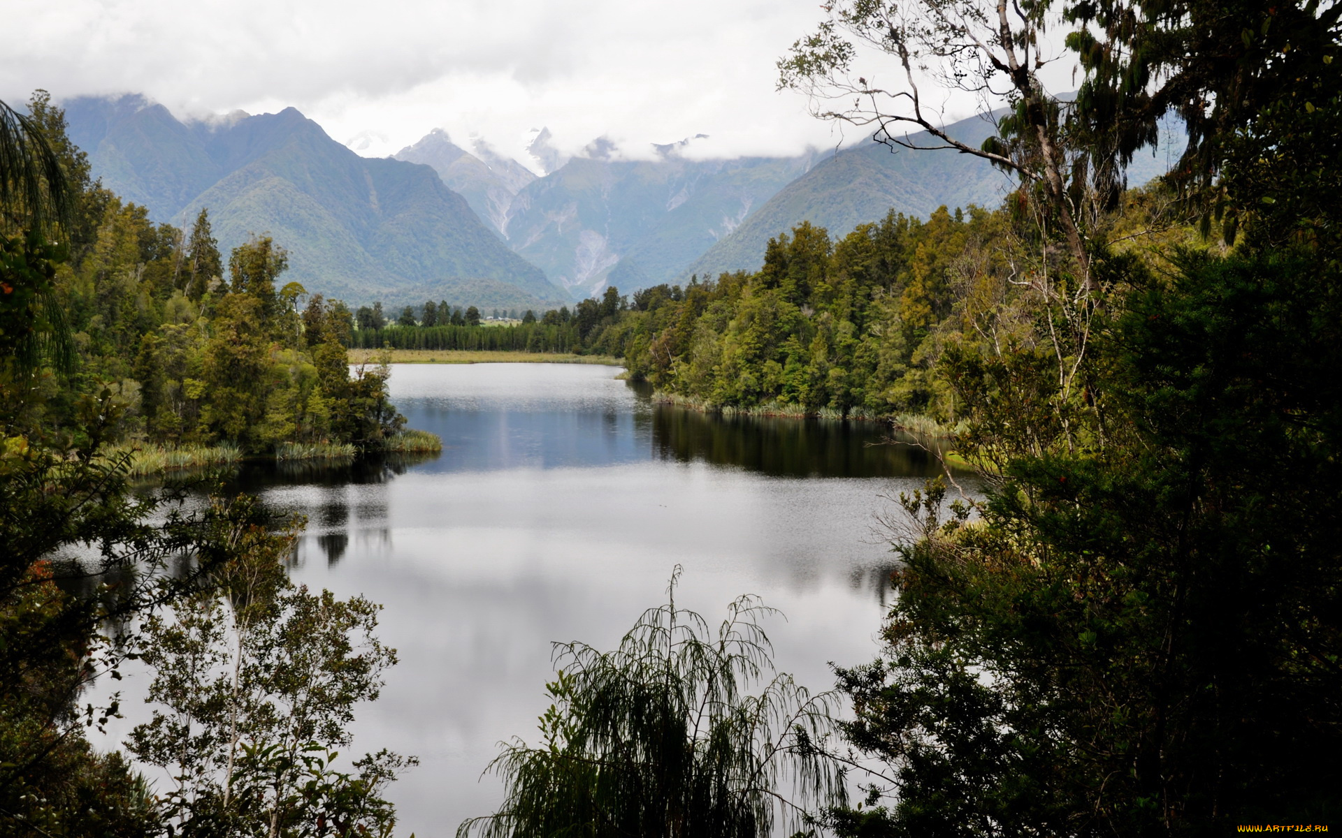 новая, зеландия, уэстленд, нешнел, lake, matheson, природа, реки, озера, парк