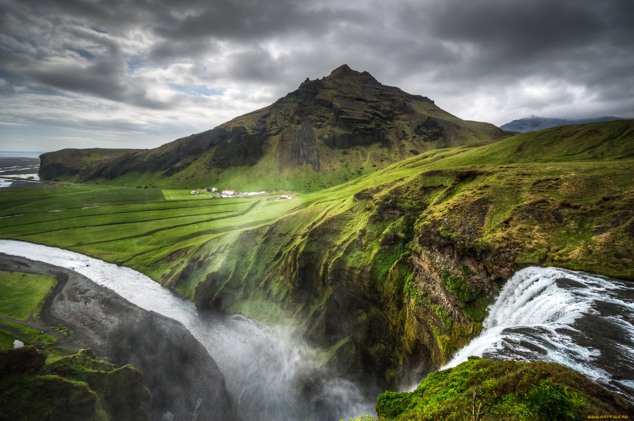 природа, водопады, исландия, iceland, горы, пейзаж