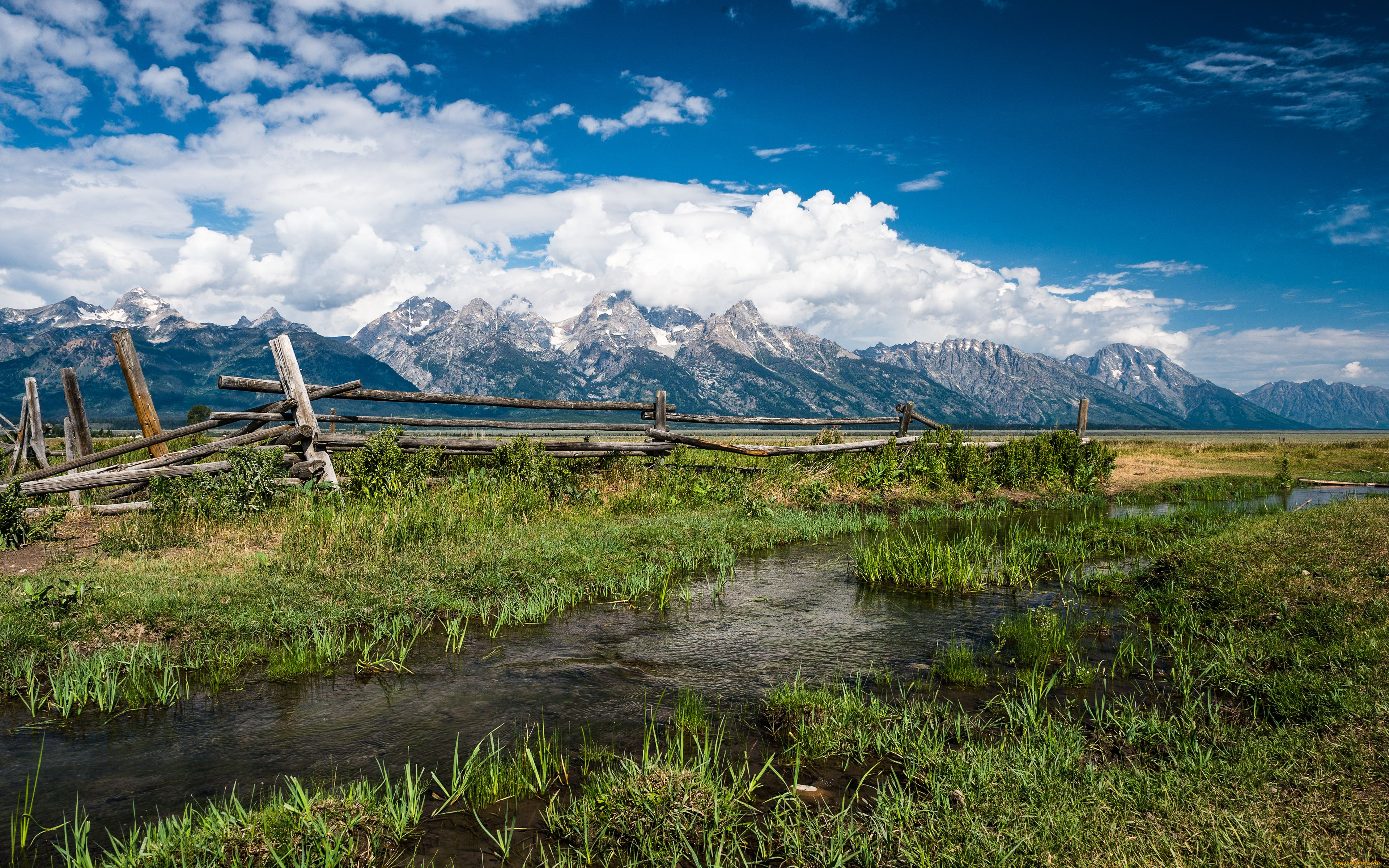 grand, teton, national, park, природа, пейзажи, ручей, горы