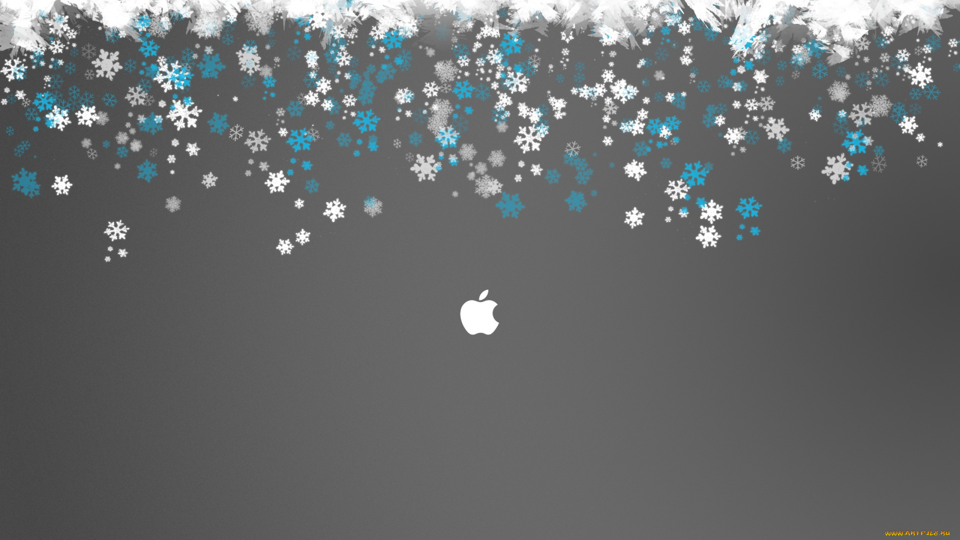 компьютеры, apple, логотип, яблоко, снежинки