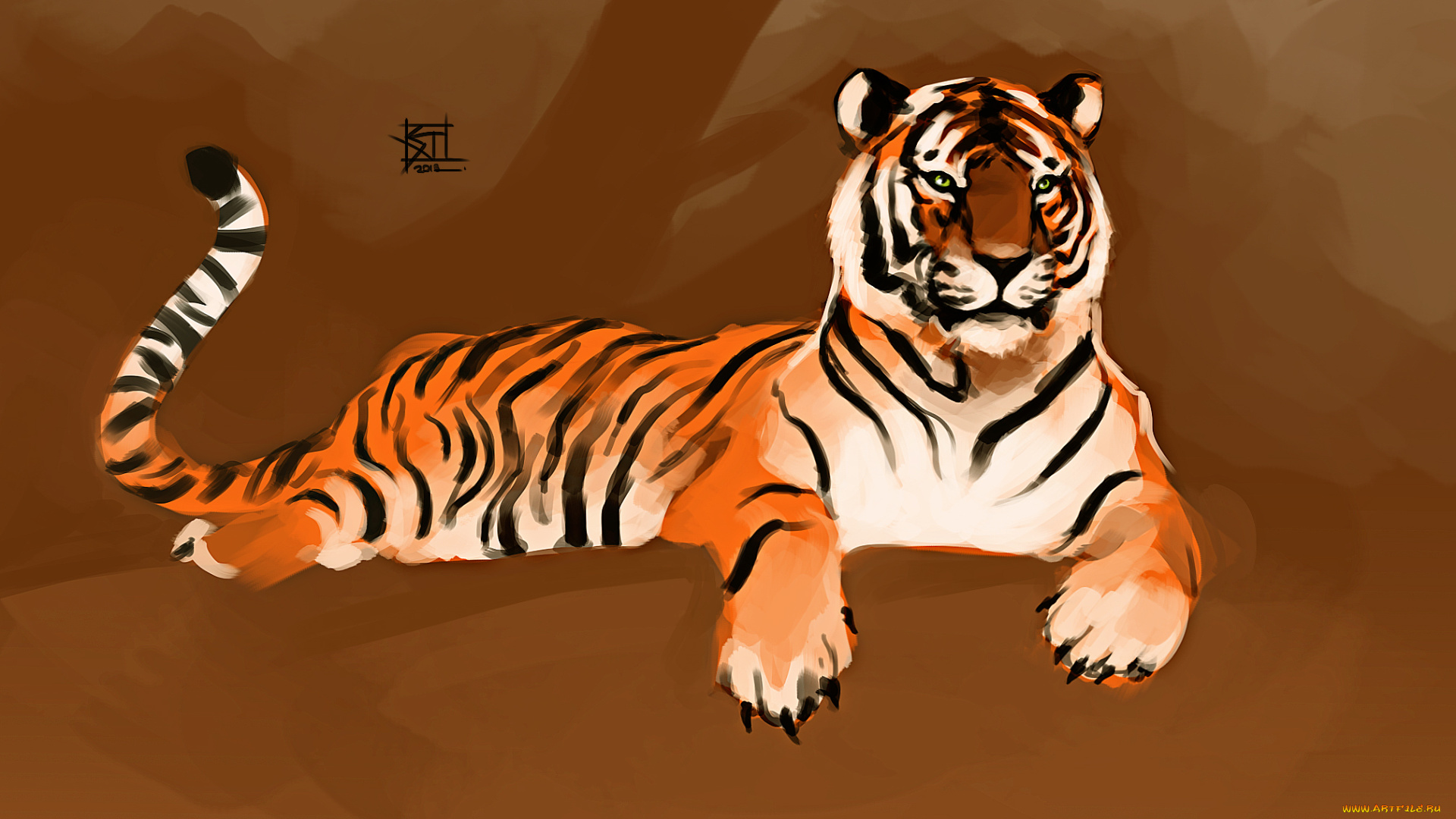 рисованные, животные, , тигры, тигр