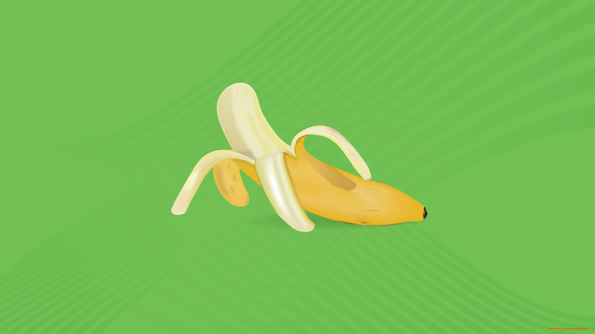 векторная, графика, еда, банан, зеленый, фон, кожура