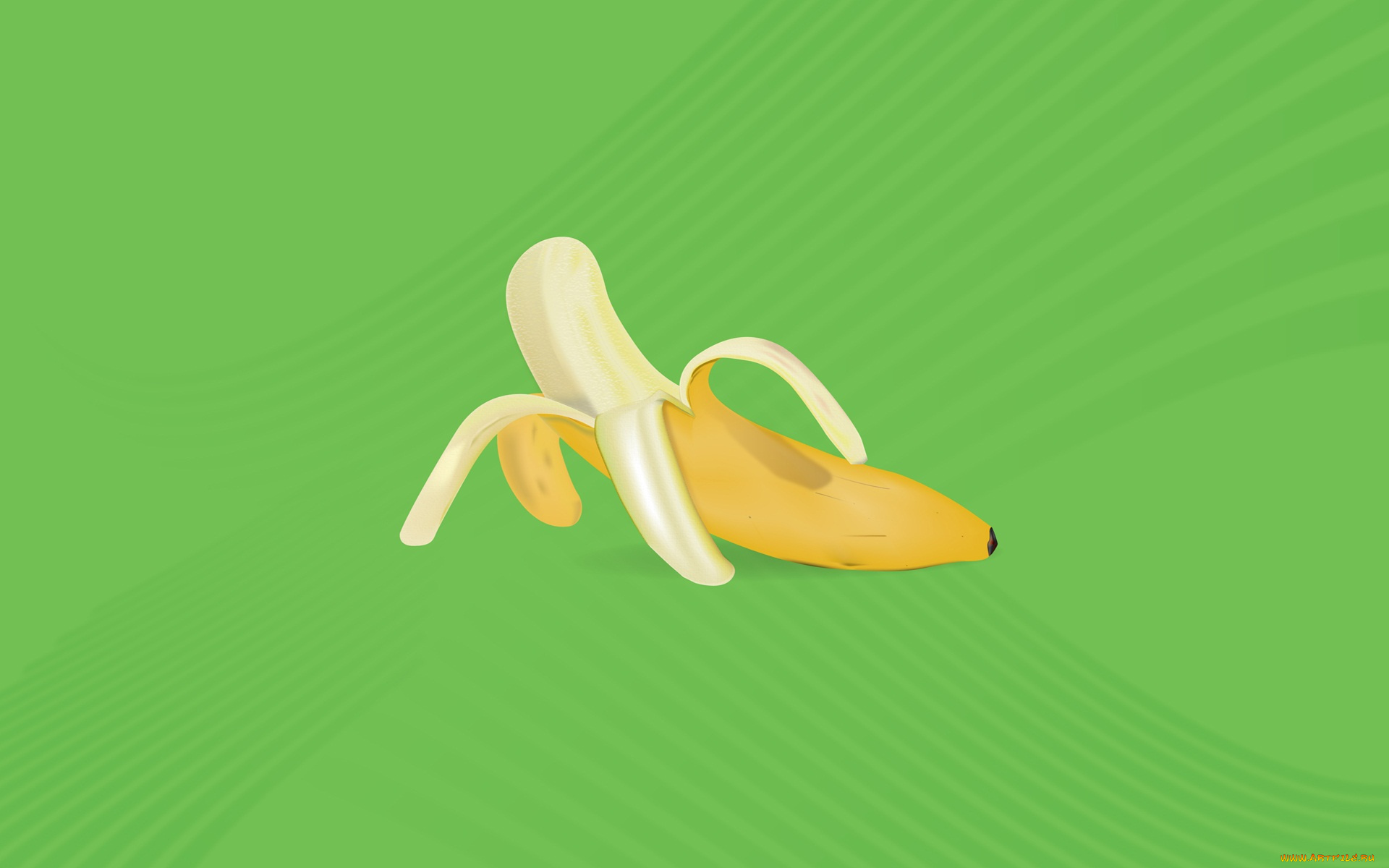 векторная, графика, еда, банан, зеленый, фон, кожура