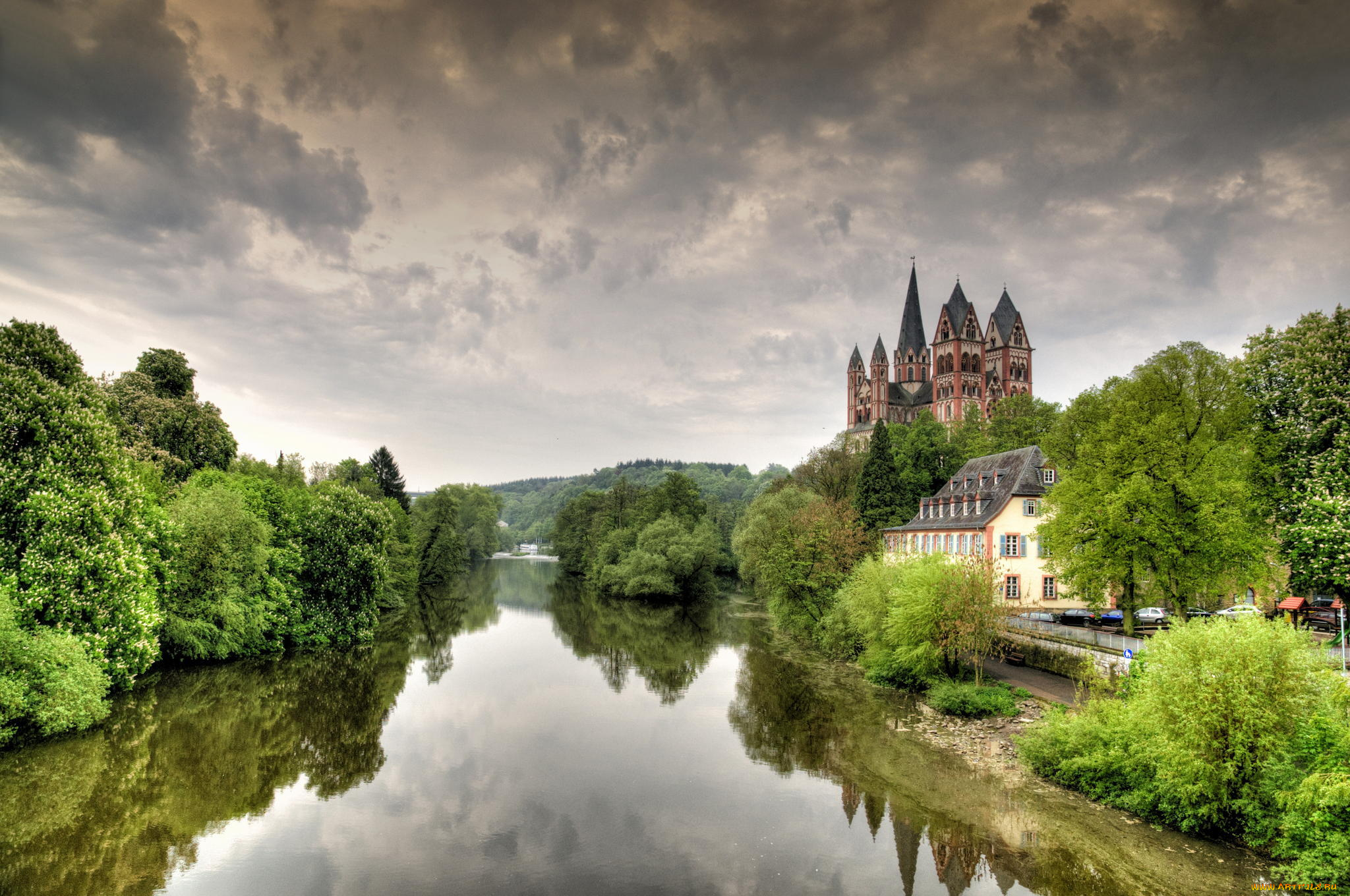 limburg, an, der, lahn, , germany, города, -, пейзажи, limburger, dom, limburg, germany, городской, пейзаж, деревья, собор, германия, лимбург