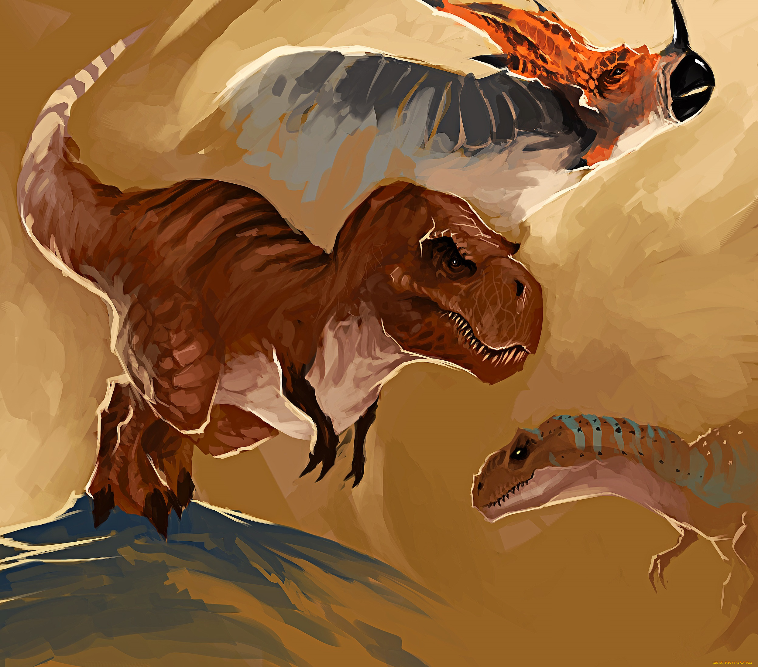 рисованные, животные, , доисторические, динозавры
