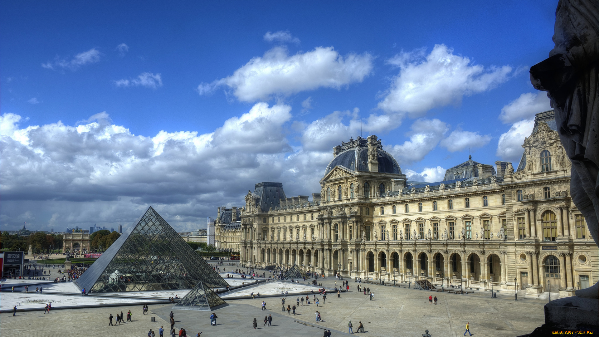 musee, de, louvre, города, париж, , франция, музей, площадь