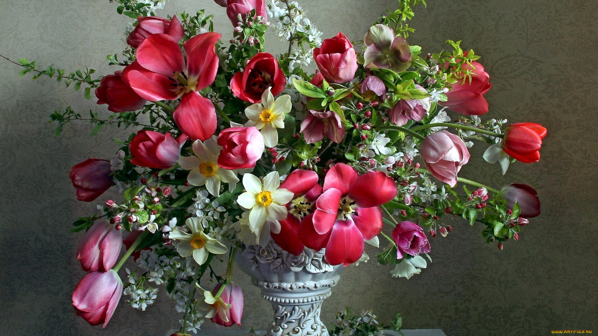 цветы, букеты, , композиции, нарциссы, тюльпаны