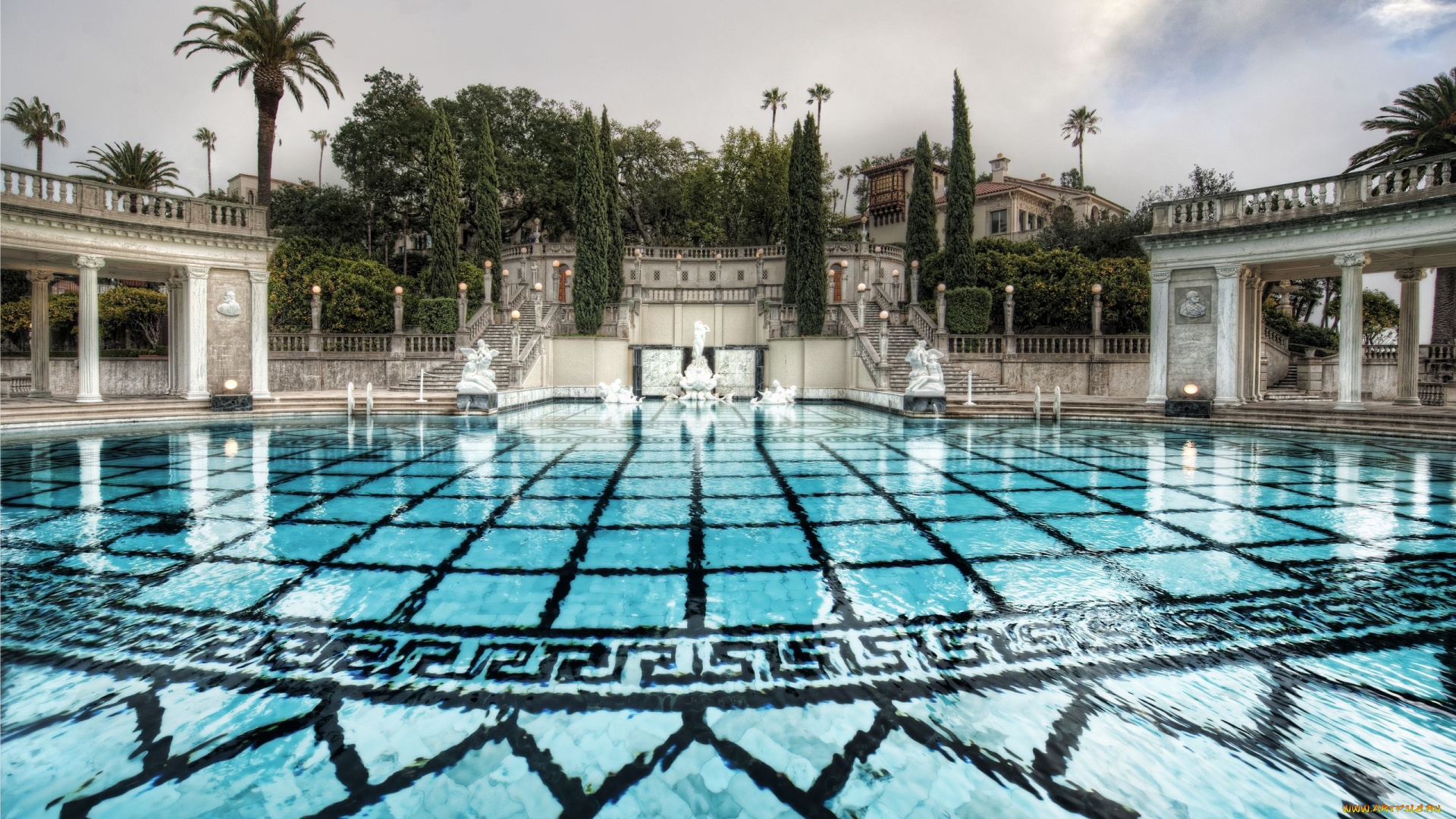 hearst, castle, california, города, дворцы, замки, крепости