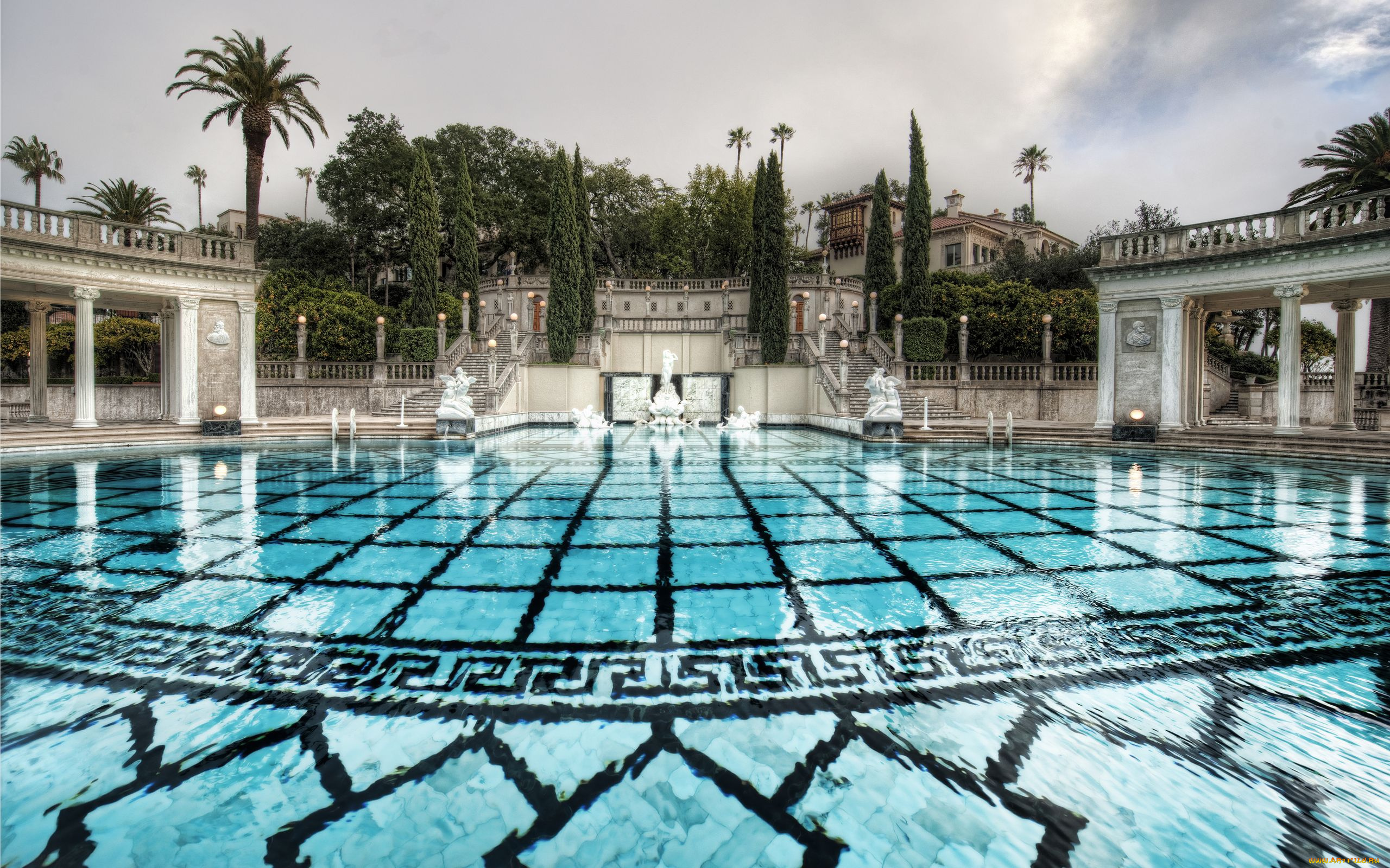 hearst, castle, california, города, дворцы, замки, крепости