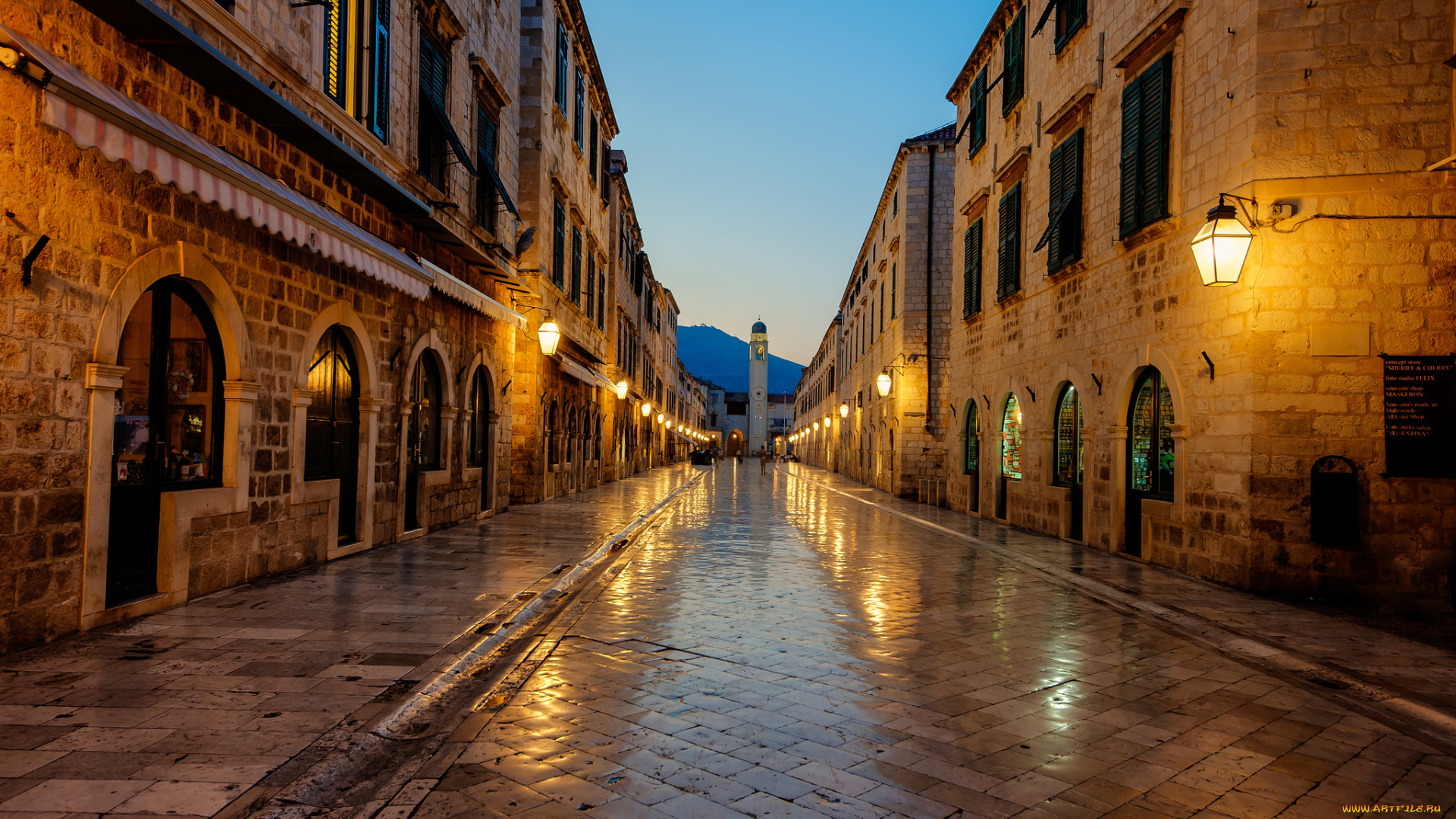 dubrovnik, croatia, города, дубровник, хорватия, архитектура, улица, огни, мрамор, восход, солнца, дом