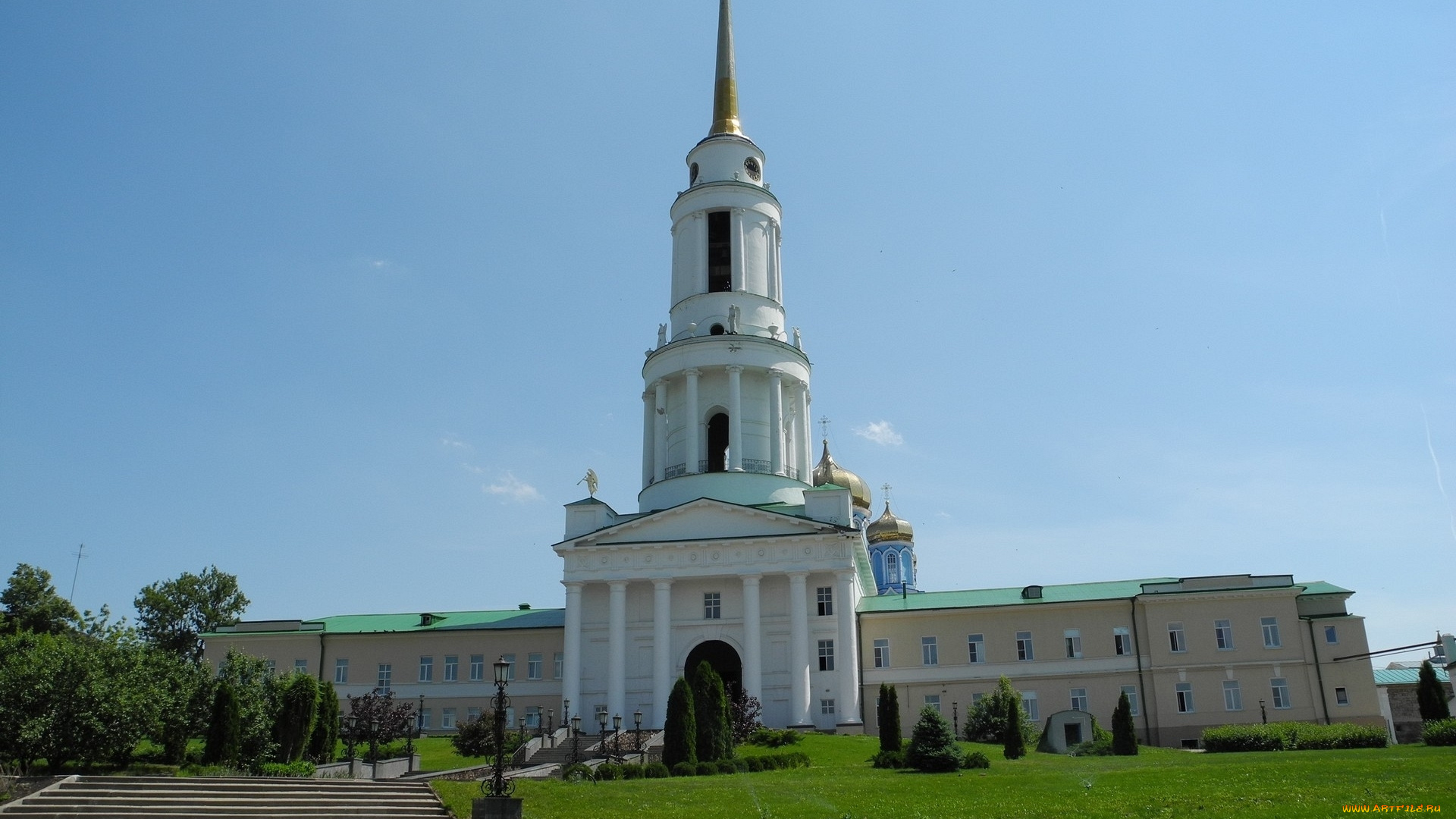 города, православные, церкви, монастыри, фонари, лестница, богородицкий, монастырь, колокольня