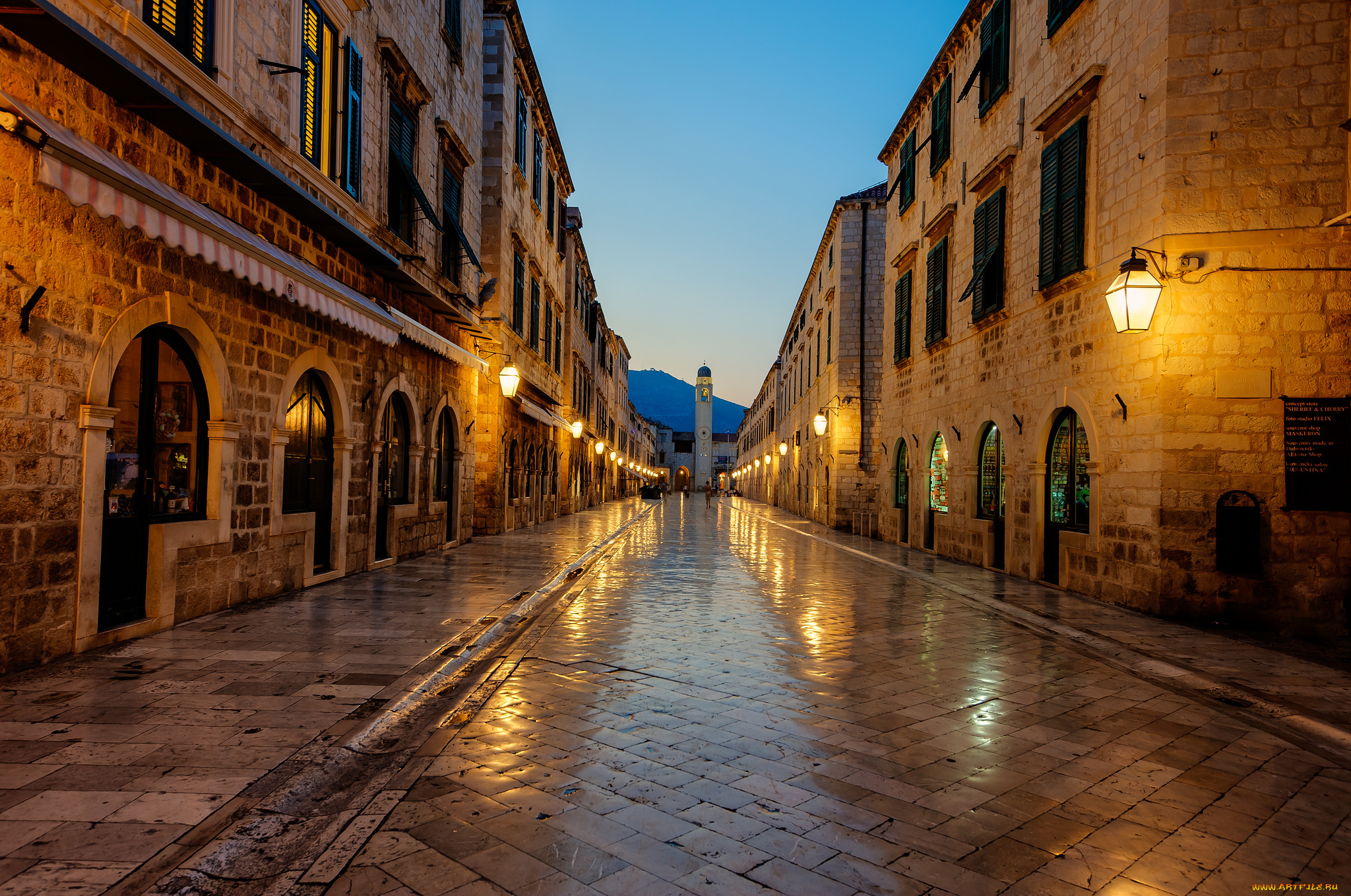 dubrovnik, croatia, города, дубровник, хорватия, архитектура, улица, огни, мрамор, восход, солнца, дом