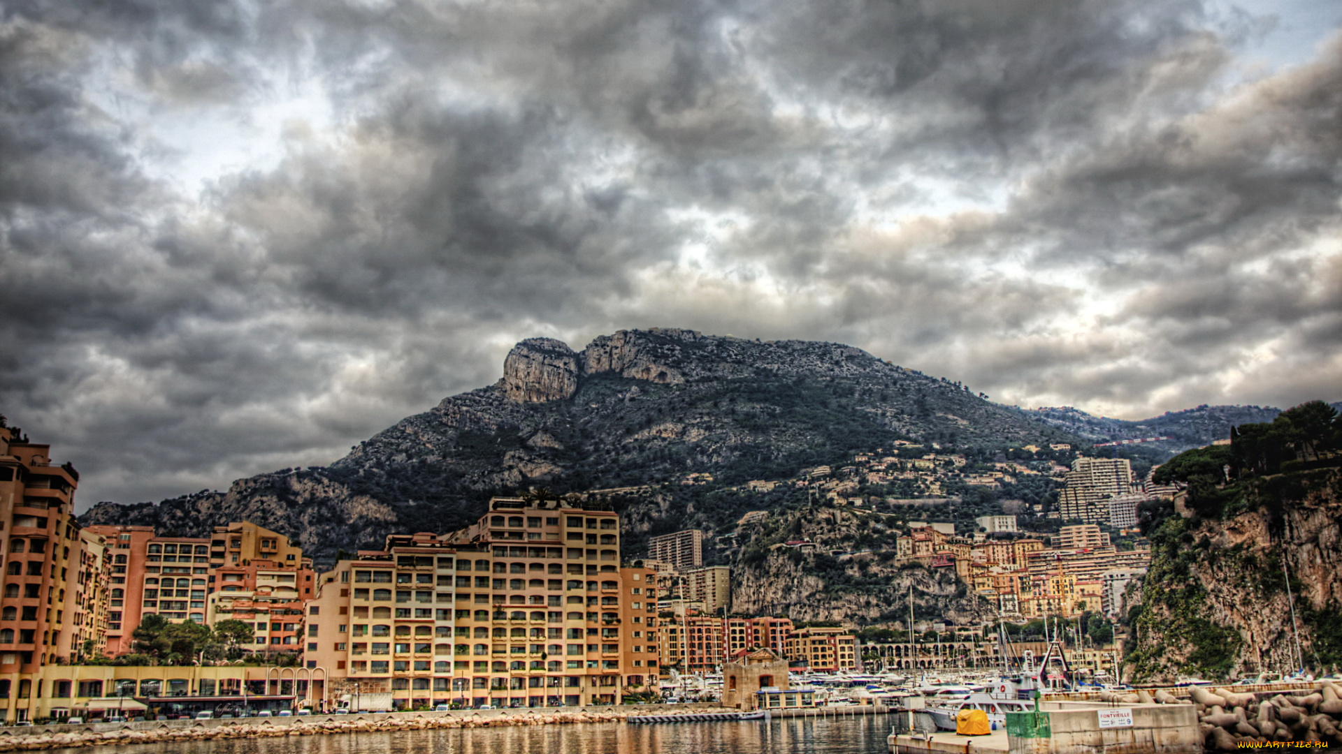 monaco, города, монте, карло, монако, дома, река, горы