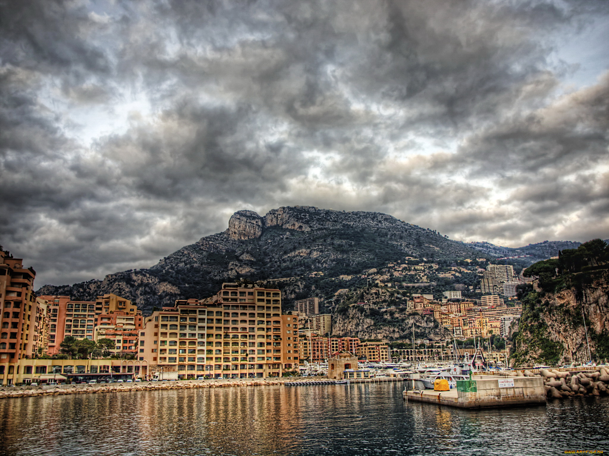 monaco, города, монте, карло, монако, дома, река, горы