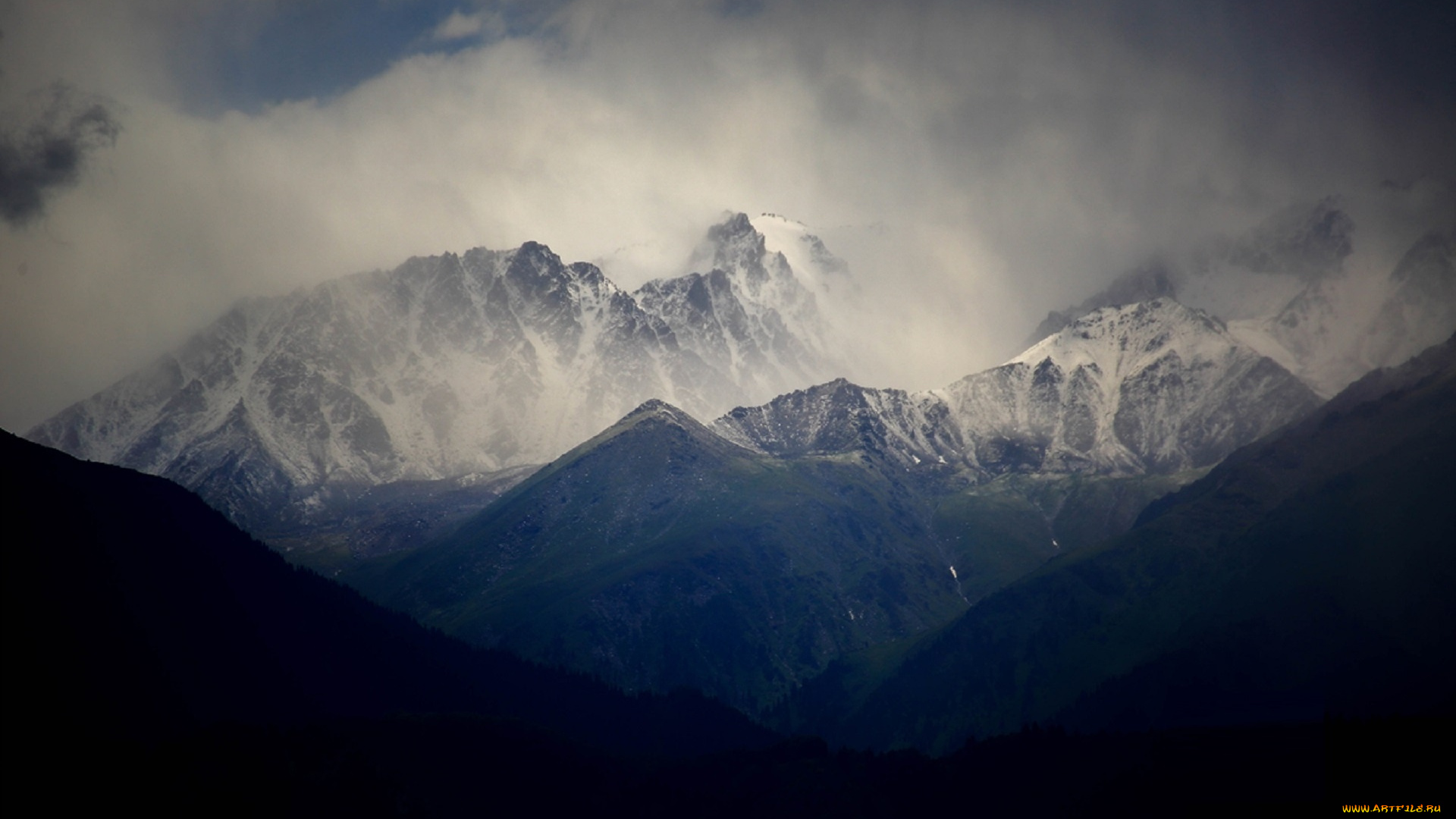 природа, горы, tuyuk-su, cho, jungkuk, kazakhstan, небо, снег