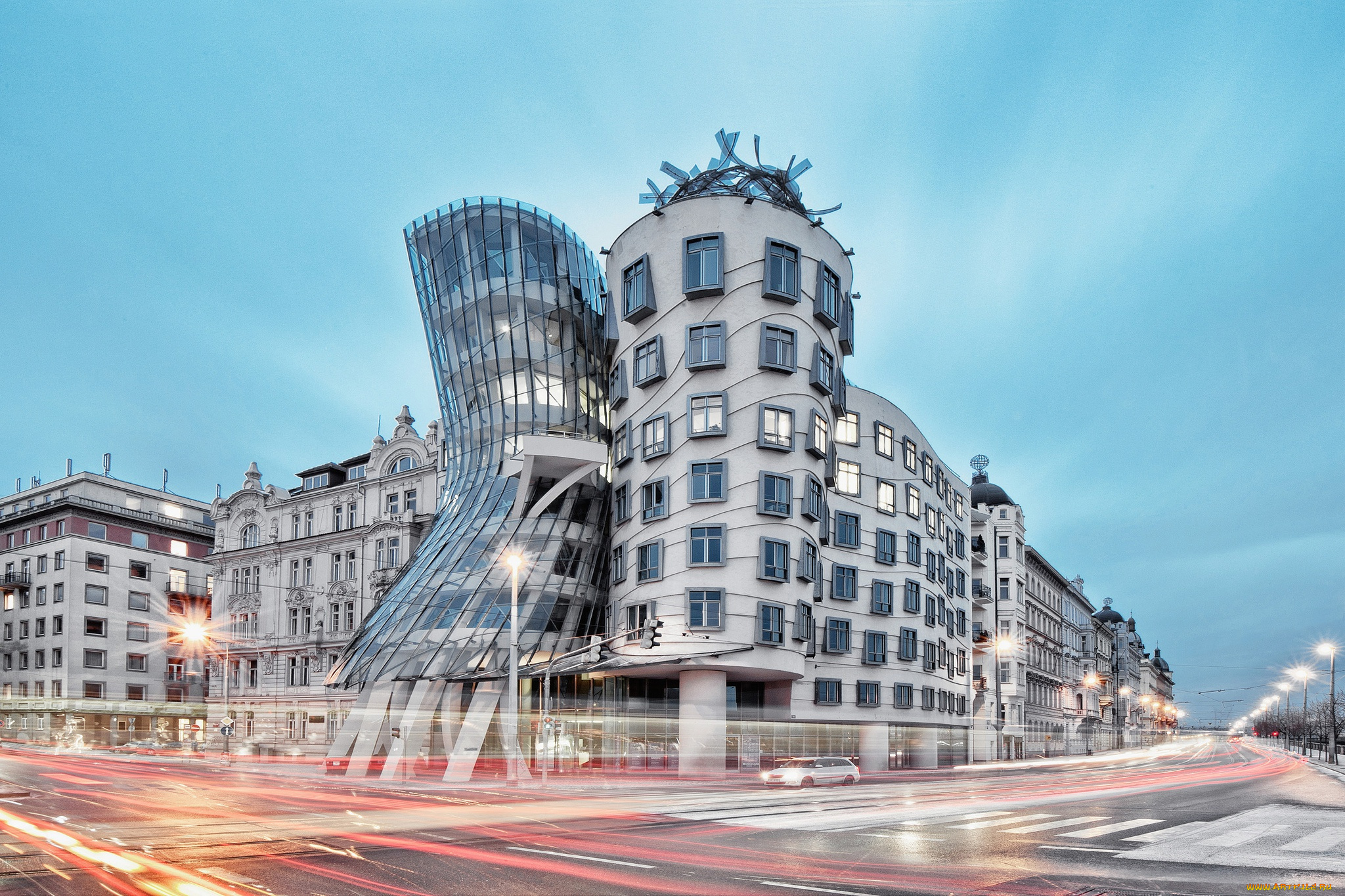 города, -, здания, , дома, czech, republic, prague, the, dancing, house, architecture, cityscape, design