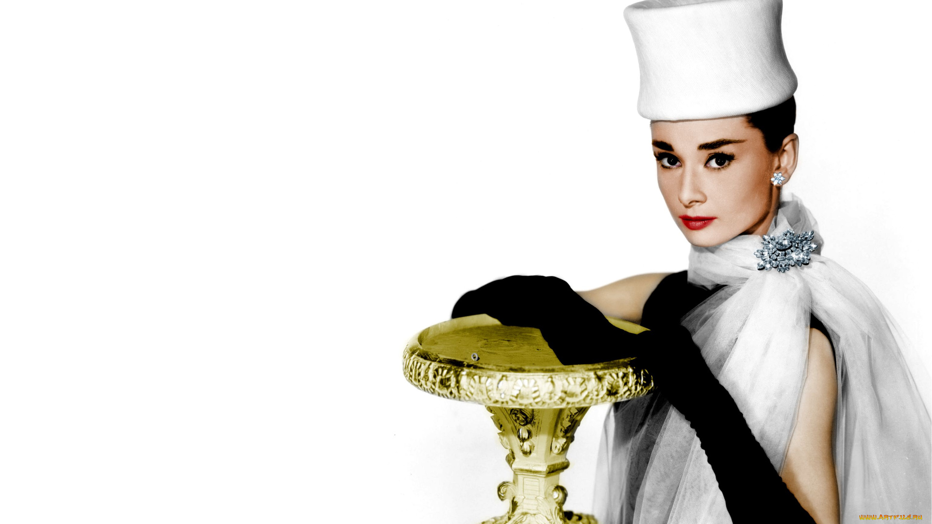 Audrey, Hepburn, девушки, , , шляпа, перчатки, актриса, брошь