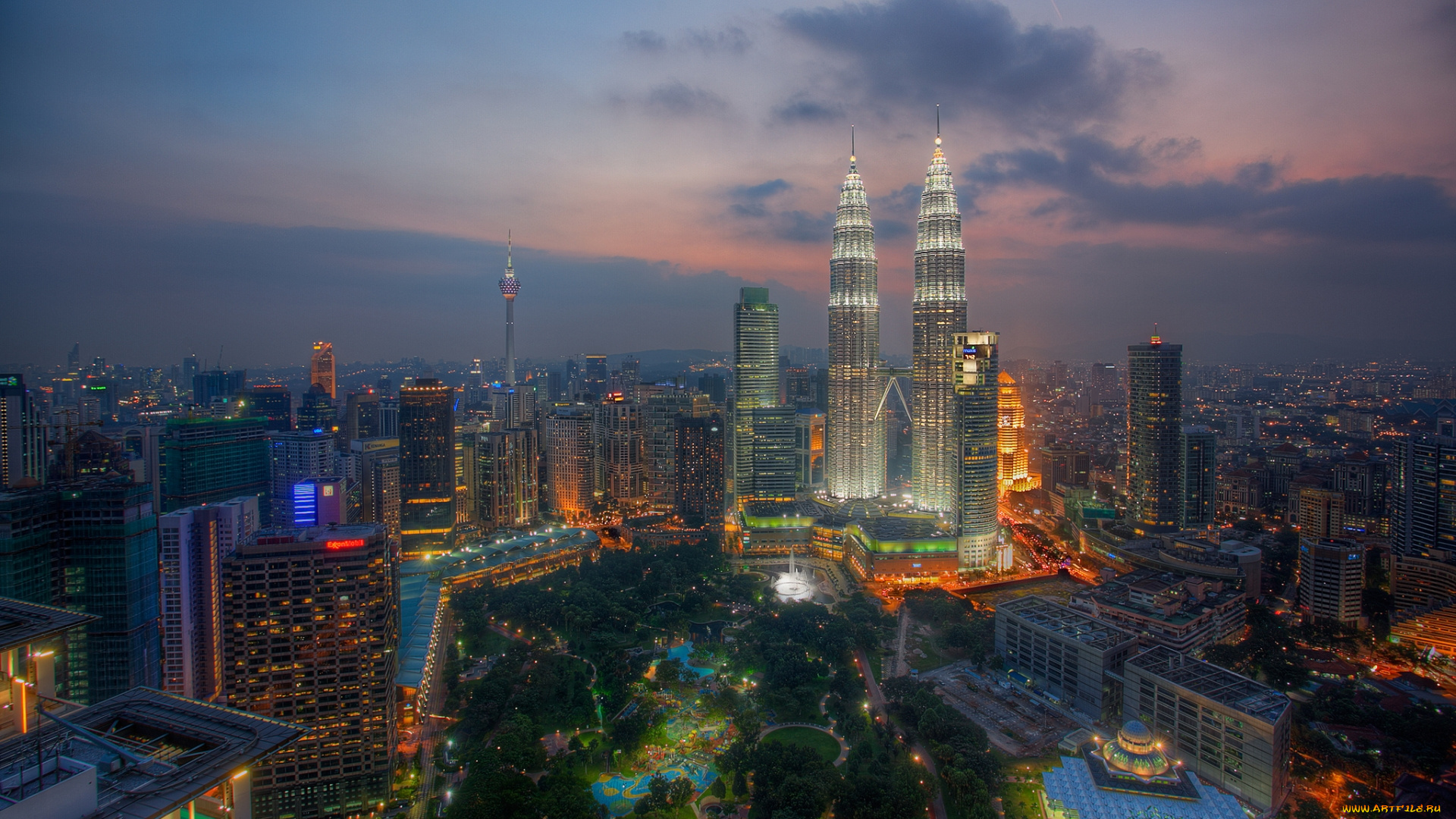 kuala, lumpur, города, куала, лумпур, малайзия, ночь, город, огни, башни