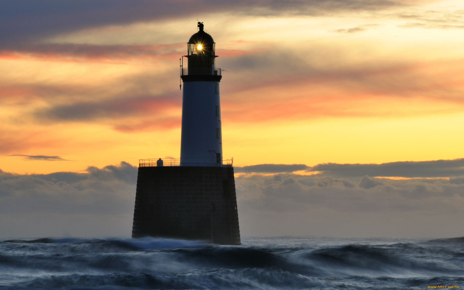 lighthouse, природа, маяки, маяк, сумрак, океан, шторм, тучи