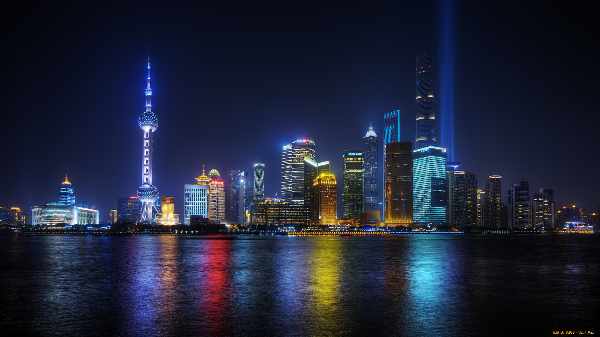 shanghai, города, шанхай, , китай, небоскребы, огни, ночь