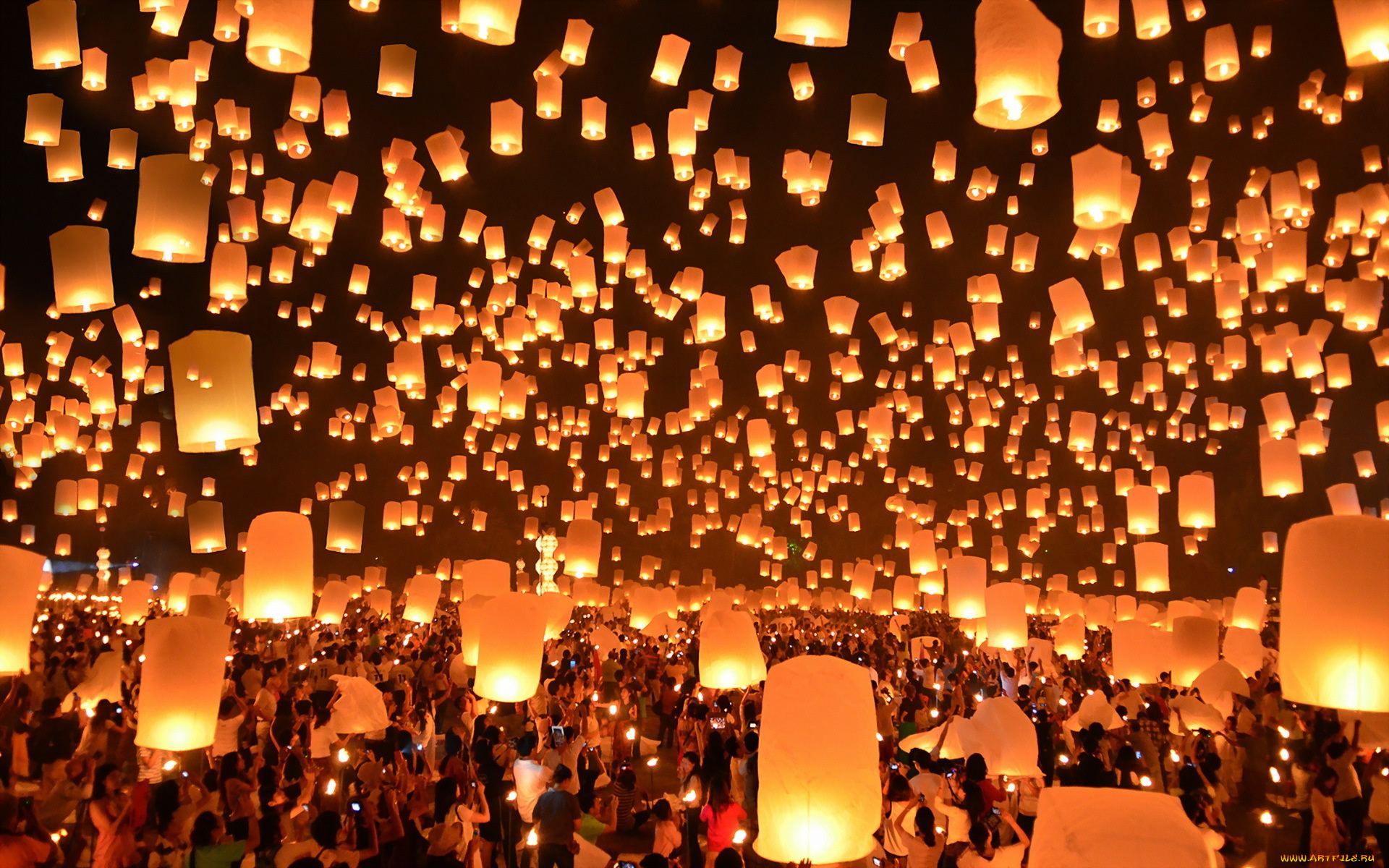 разное, -, другое, loi, krathong, festival, thailand, праздник, ночь, фонарики, floating, lanterns