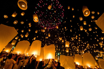 Картинка разное -+другое floating lanterns фонарики ночь thailand loi krathong festival праздник