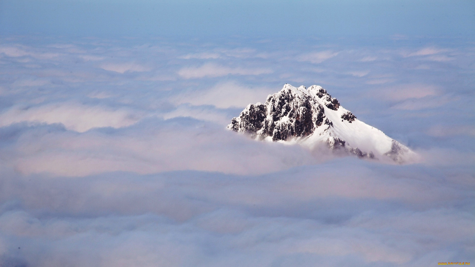 природа, горы, вершина, скала, туман