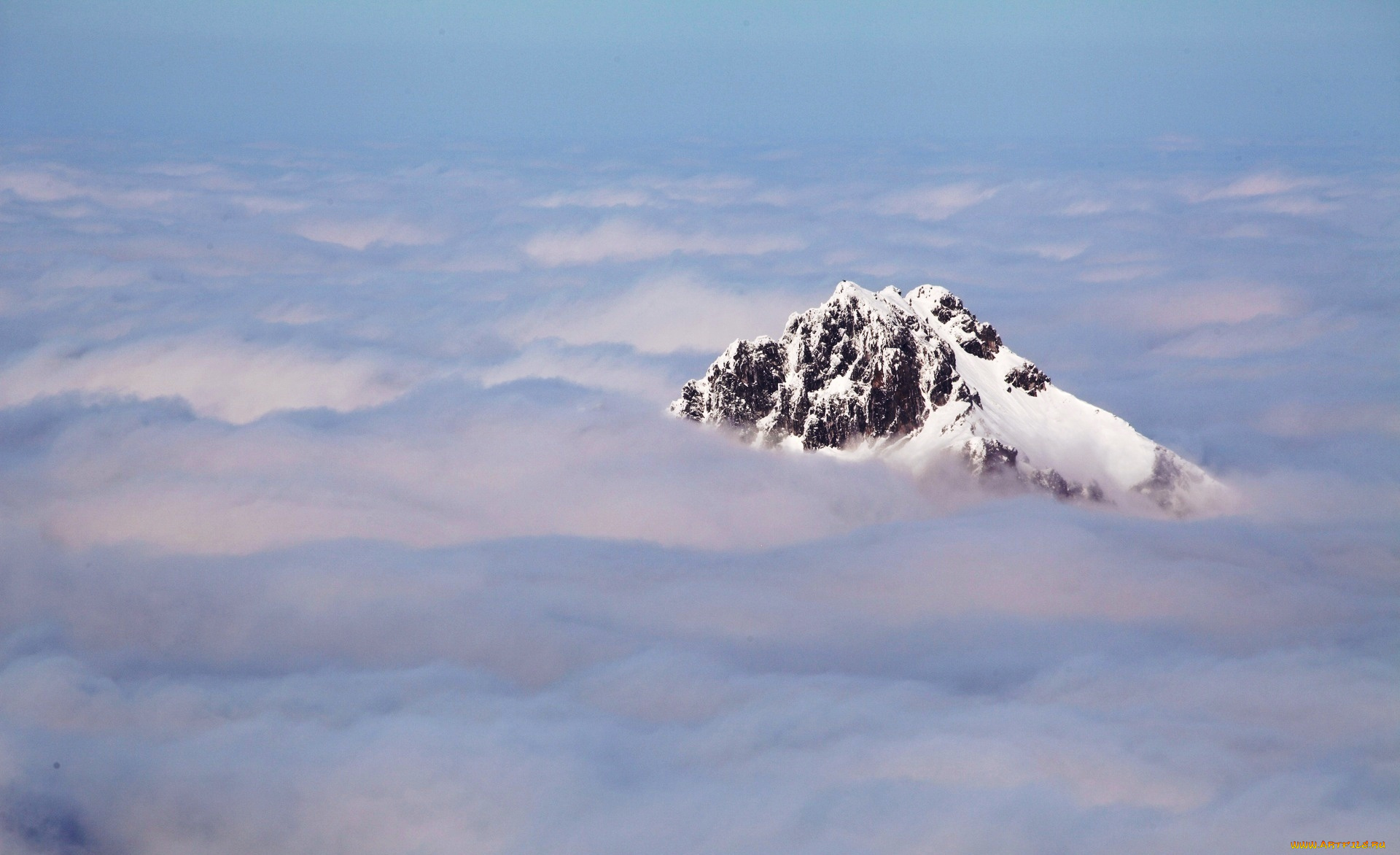 природа, горы, вершина, скала, туман