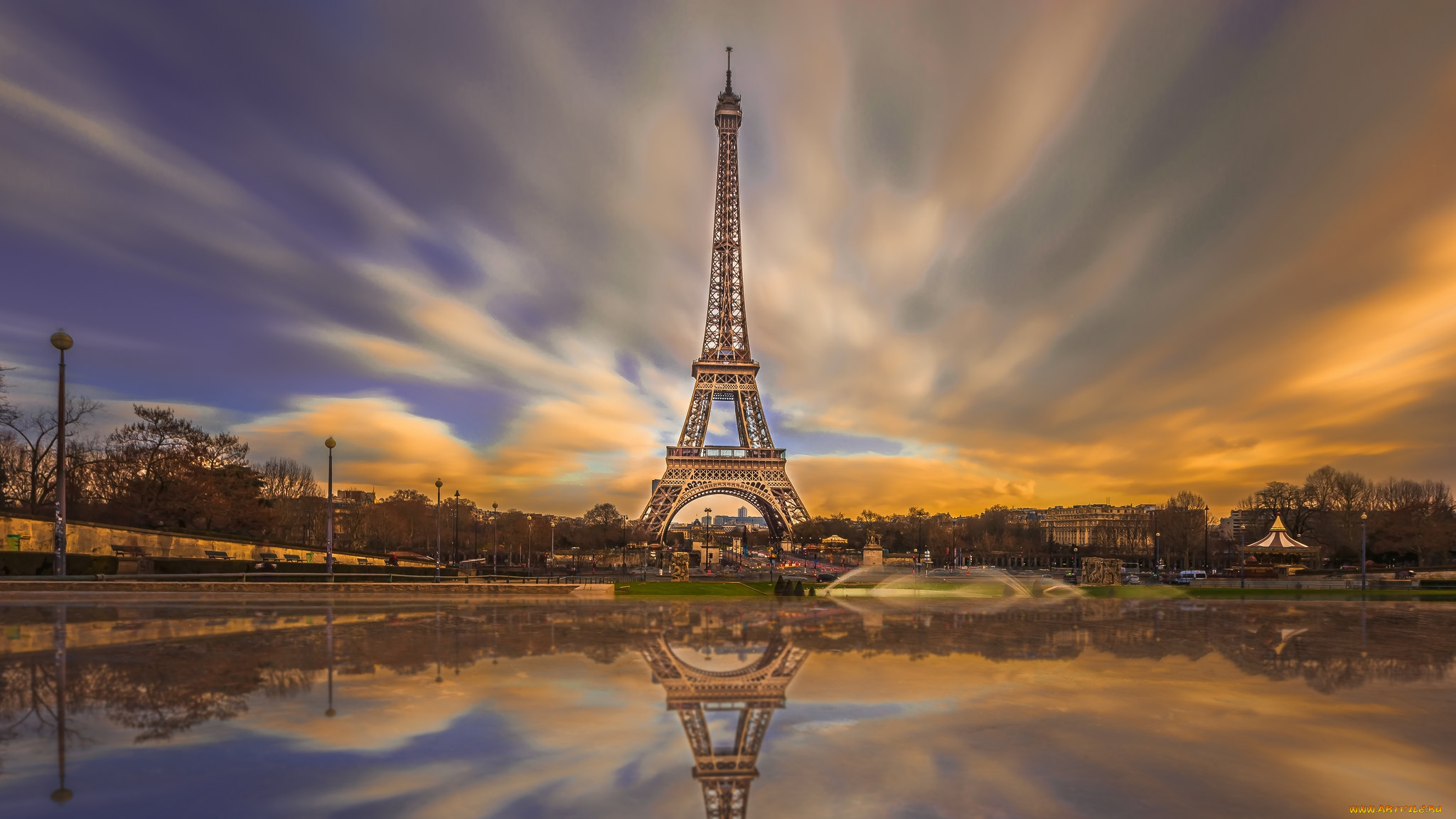 города, париж, , франция, башня, панорама