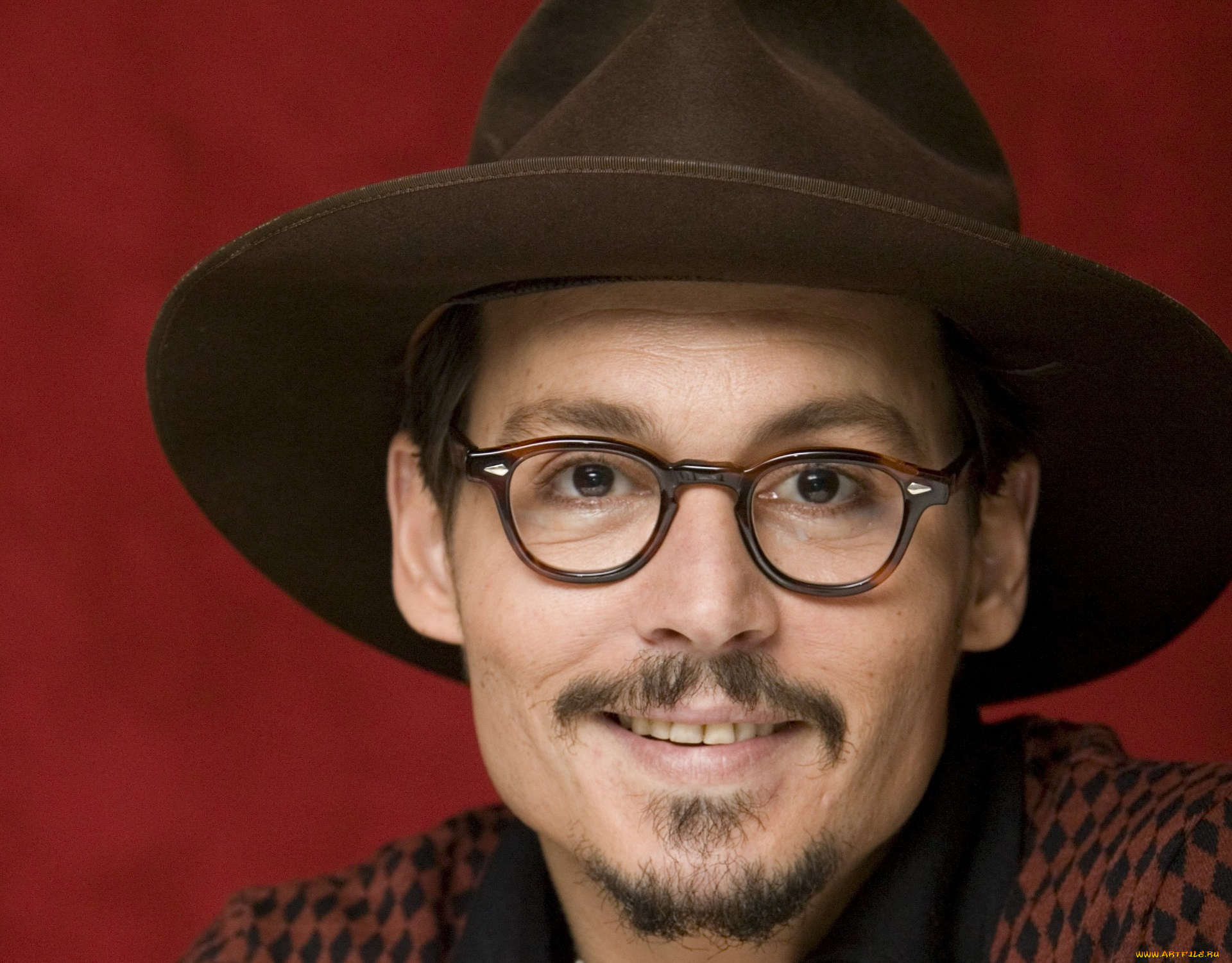 мужчины, johnny, depp, актер, лицо, шляпа, очки