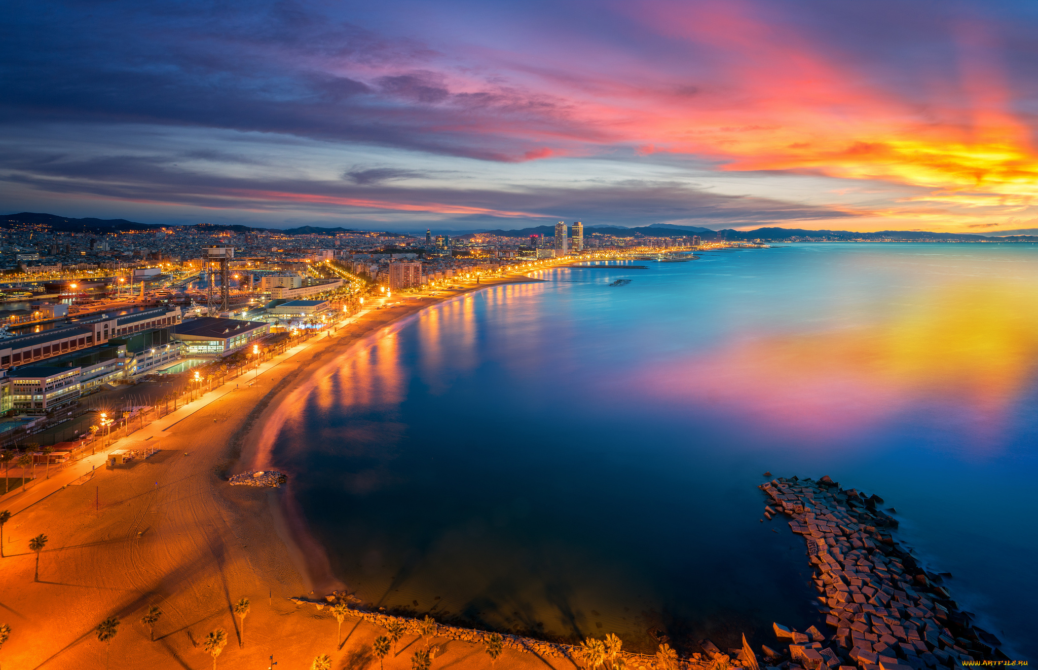 barcelona, beach, города, барселона, , испания, простор