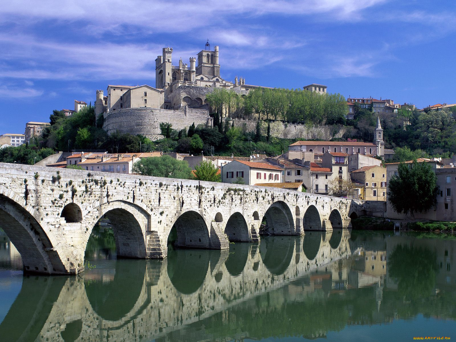 ord, river, beziers, france, города, мосты