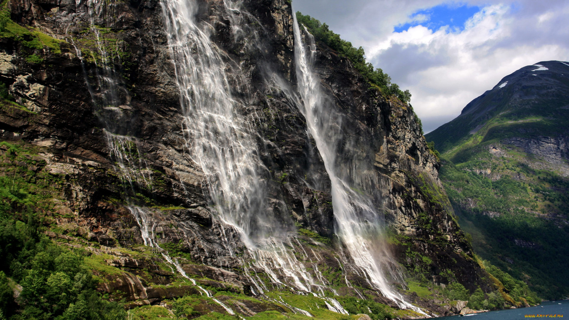 норвегия, stranda, природа, водопады, водопад, горы, река