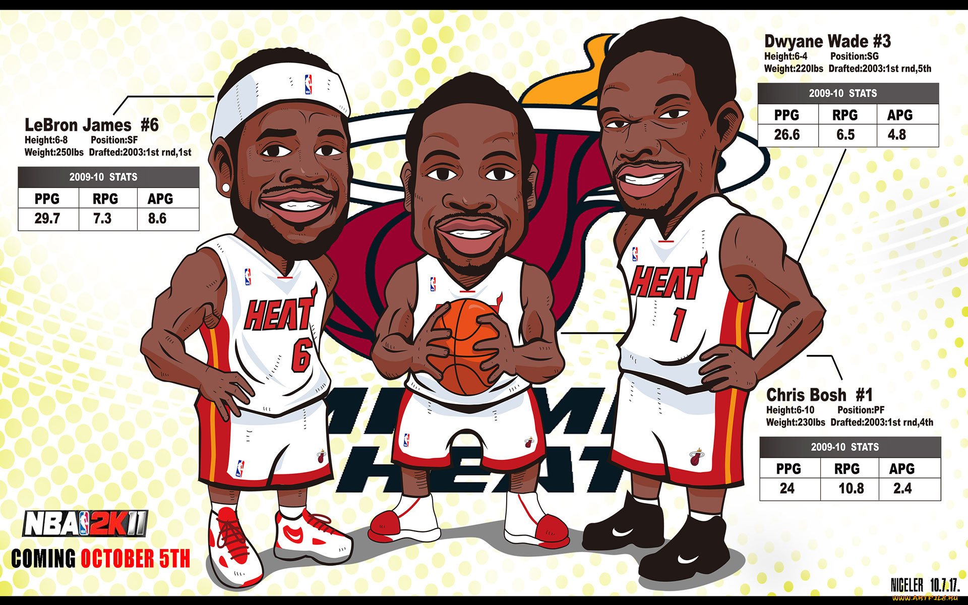 miami, heat, big, drawn, спорт, 3d, рисованные, нба, баскетбол