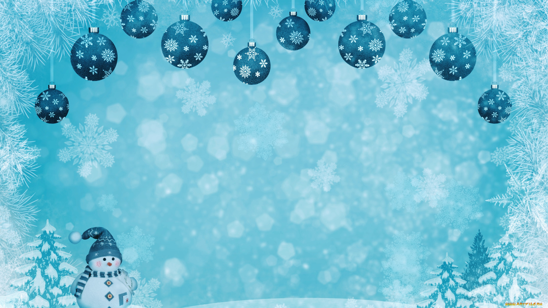 праздничные, векторная, графика, , новый, год, шары, снежинки, снег, снеговик