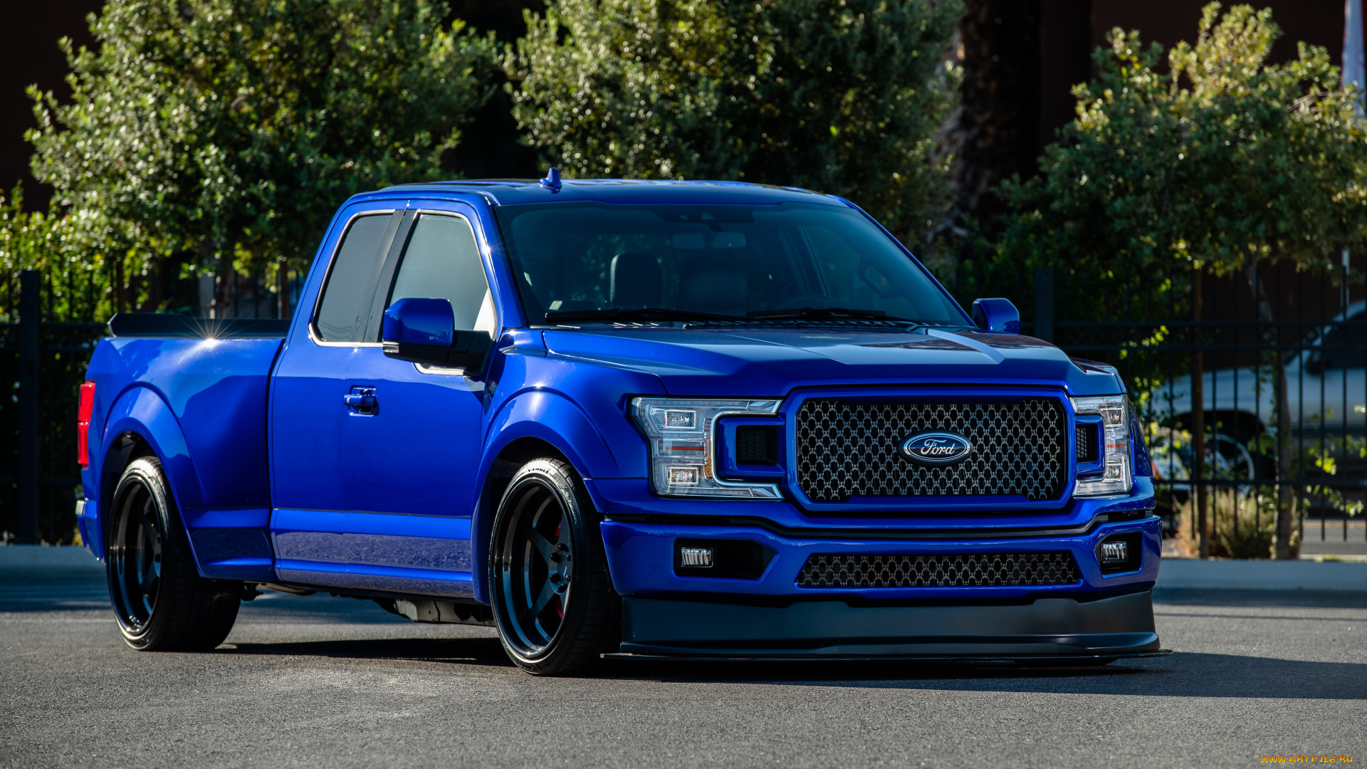 автомобили, ford, blue, front, f-150, pickup, supercab, 4x2, sema, 2018, lariat, sport, zb, customs, and, kurt, busch